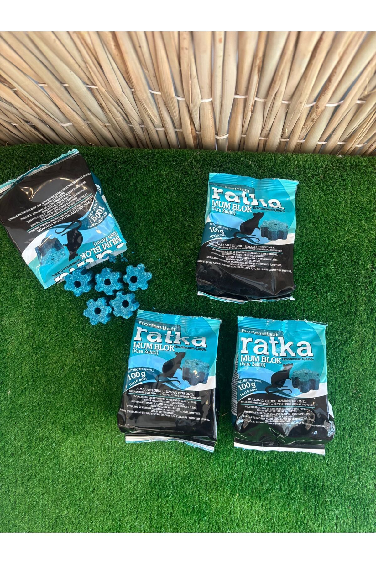 Rat-ka Rat- Ka Mum Blok Fare Zehri 4 Adet 100 Gr Fare Ilacı Fare Zehiri Haşere Ilacı