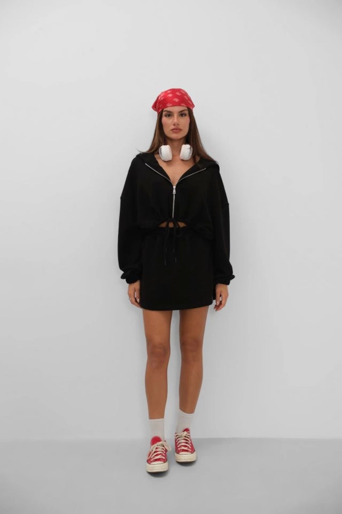 ZORM Fermuarlı Beli Lastikli Sweatshirt
