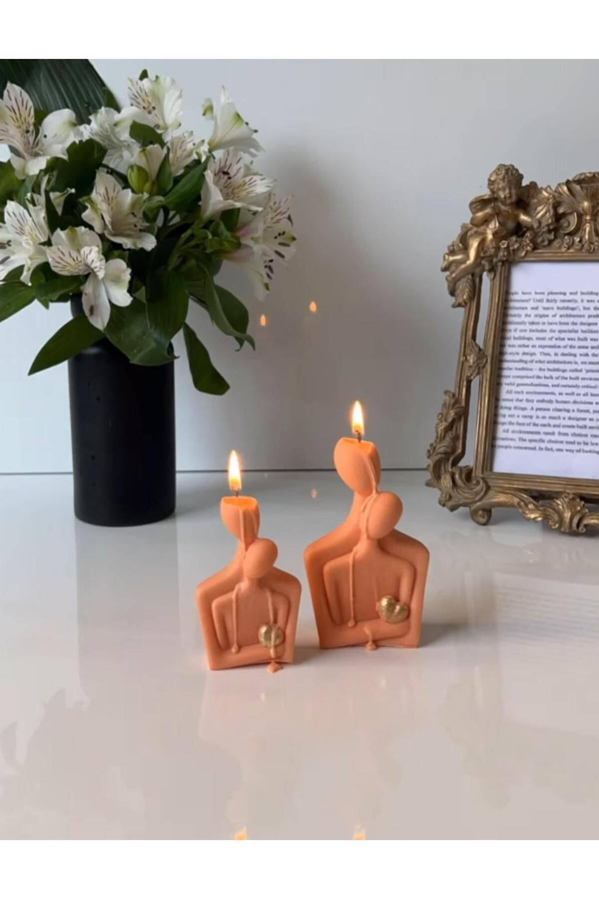 SCA CANDLE Dekoratif Mum Sevgi Aşk Mum Turuncu renk