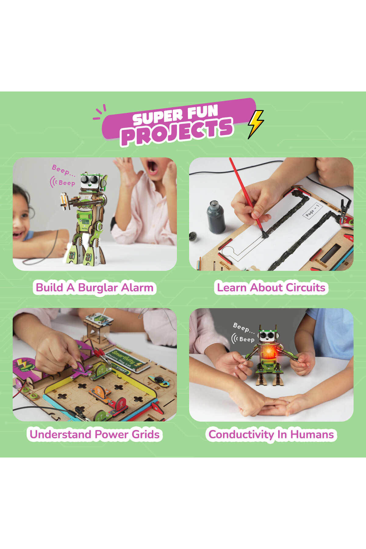 آزمایشگاه بازی الکترونیک | ۸-۱۴ سال | اسباب‌بازی ساختنی STEM دست‌ساز