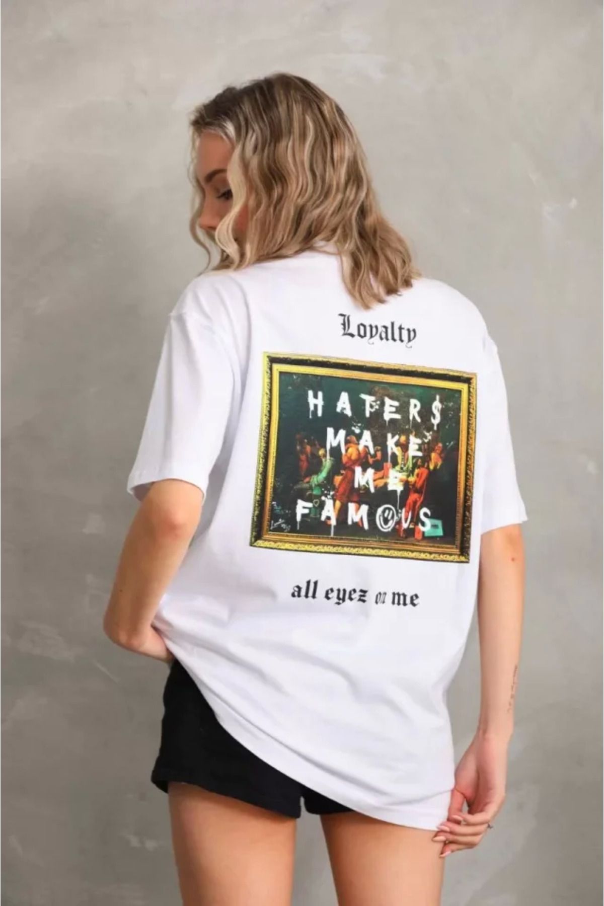 ZORM Trend Oversize Baskılı T-Shirt - Beyaz