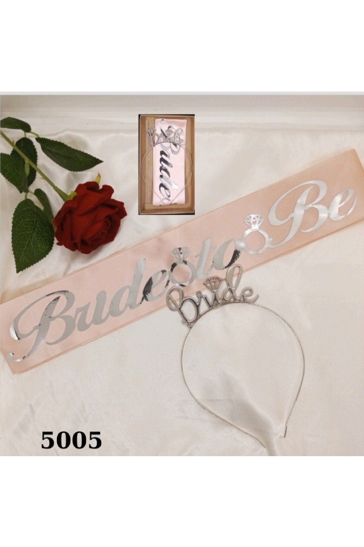 Laviyosa METAL TAÇ KUŞAK SET BRIDE TO BE PEMBE
