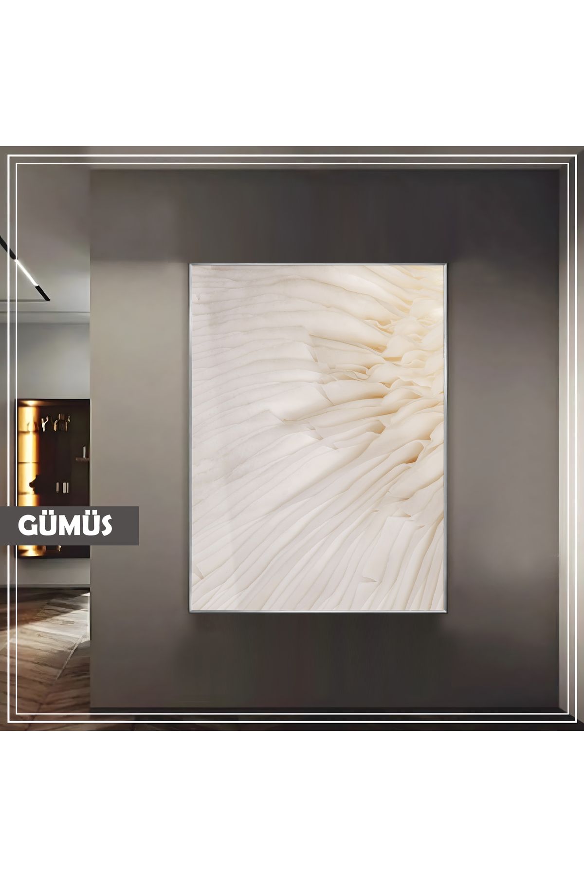 Harikabirev HARİKABİREV| PASTEL KREM RENK MANTAR MODEL |ÇERÇEVELİ TEMPERLİ CAM TABLO TEKLİ DİKEY