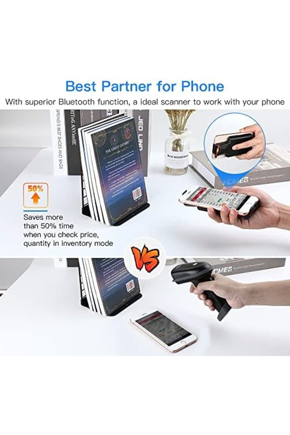 Eyoyo-Upgraded Eyoyo QR Code Scanner Bluetooth Android Barcode Scanner, Portable Back Clip Wireless 1D 2D 3