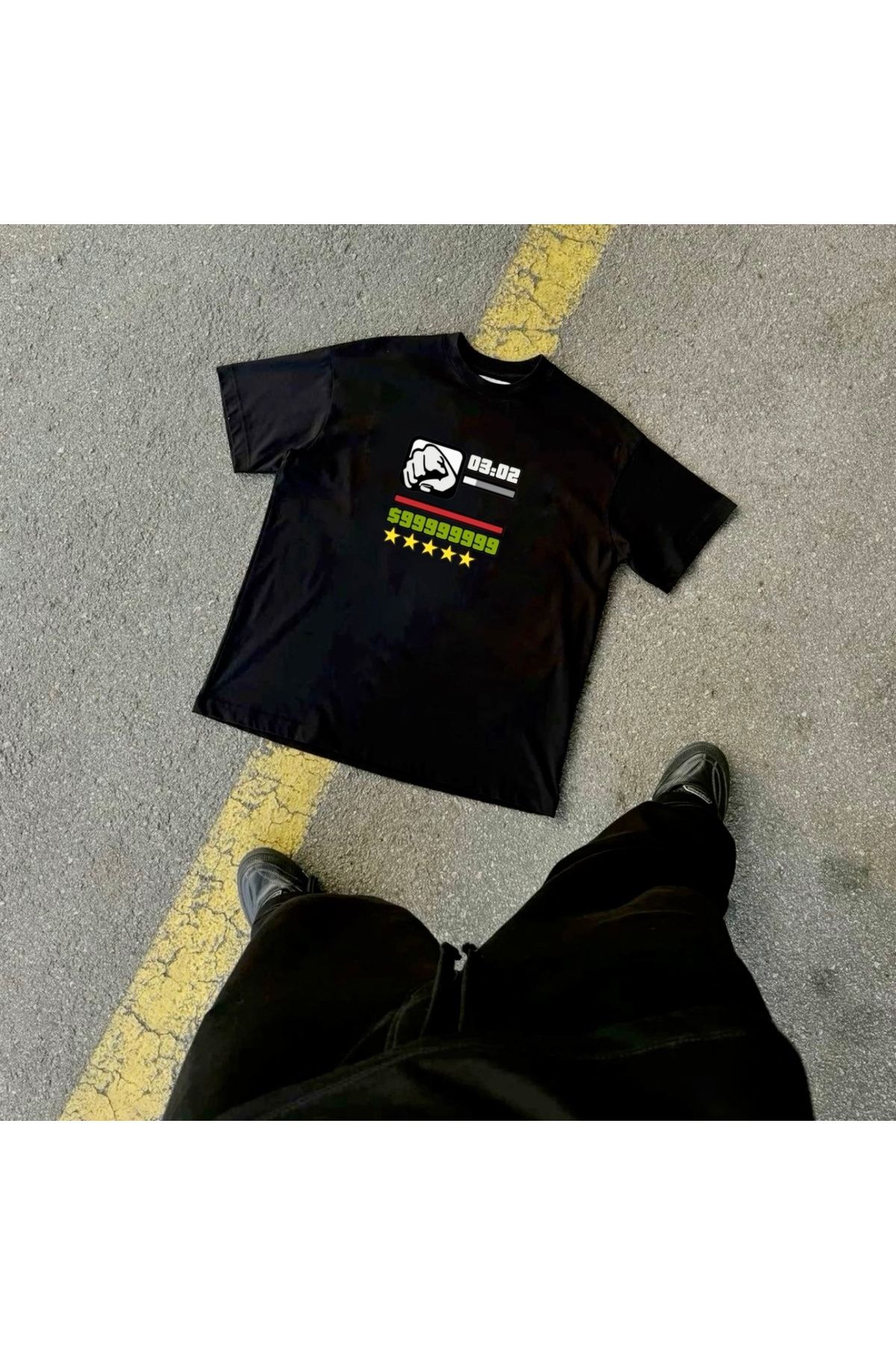 RPT MODA OVERSIZE RAHAT KALIP THE GTA BASKILI YÜKSEK KALİTE KUMAŞ ERKEK T-SHIRT