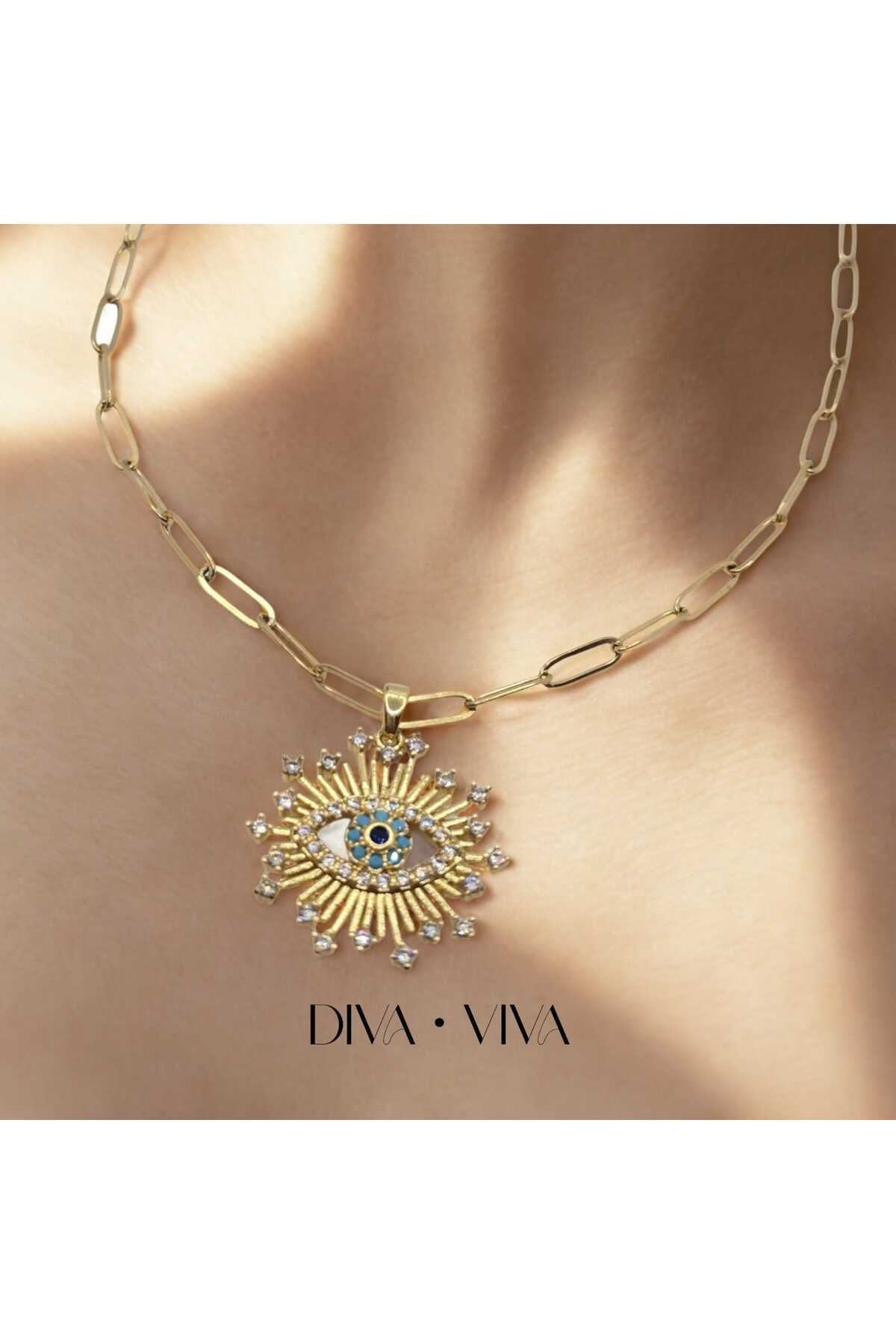 DivaViva Solar Eye Kadın Çelik Kolye