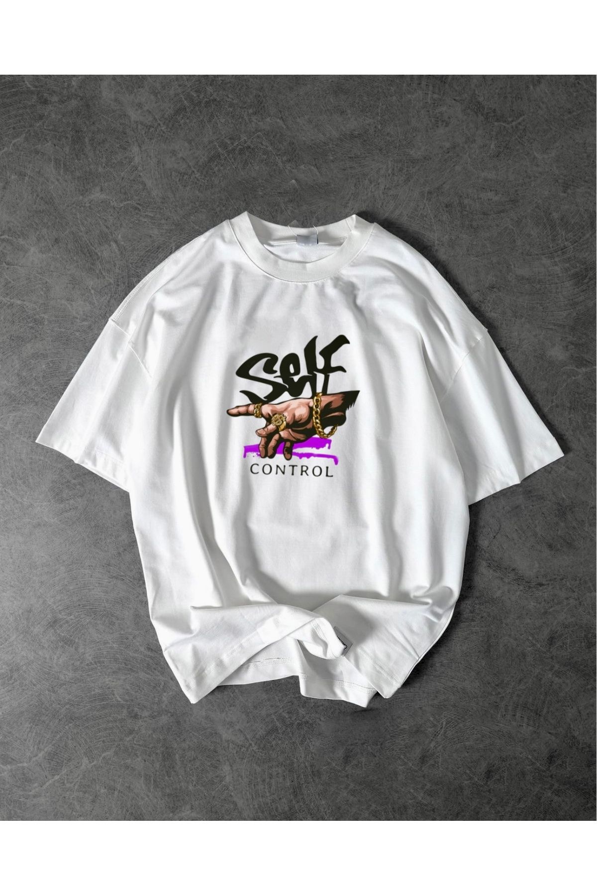 RPT MODA OVERSIZE RAHAT KALIP SELF BASKILI YÜKSEK KALİTE KUMAŞ ERKEK T-SHIRT