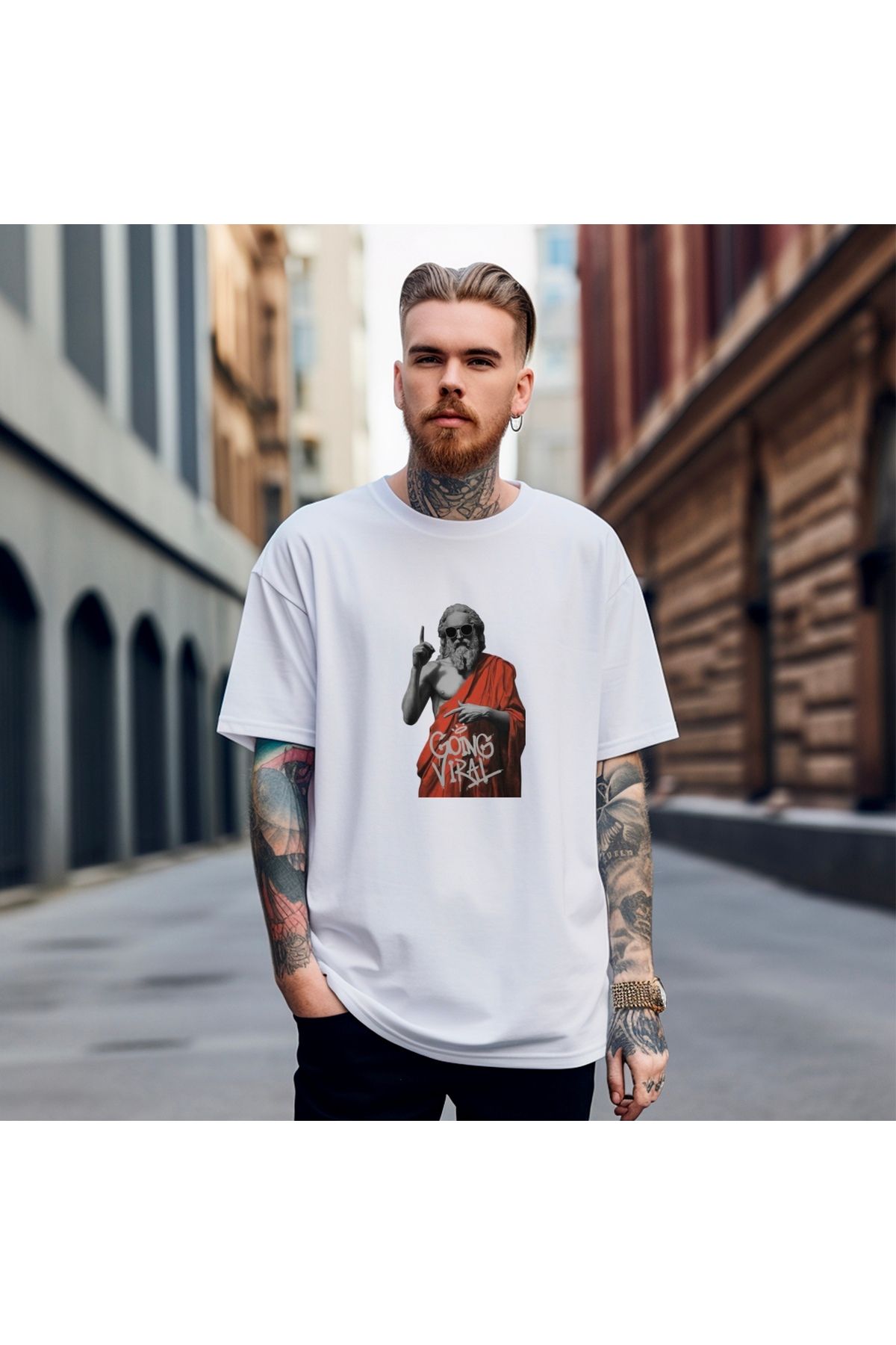 RPT MODA OVERSIZE RAHAT KALIP THE VIRAL BASKILI YÜKSEK KALİTE KUMAŞ ERKEK T-SHIRT
