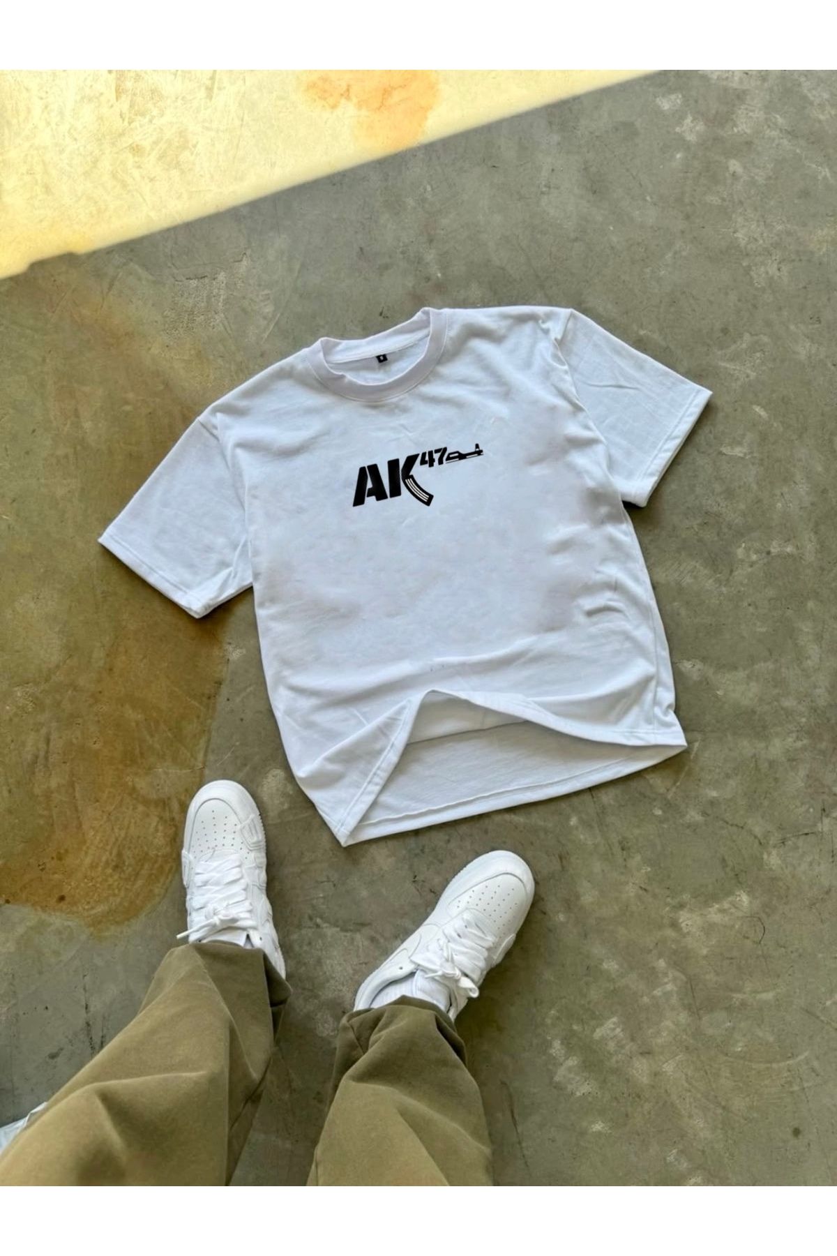 RPT MODA OVERSIZE RAHAT KALIP AK-47 BASKILI YÜKSEK KALİTE KUMAŞ ERKEK T-SHIRT