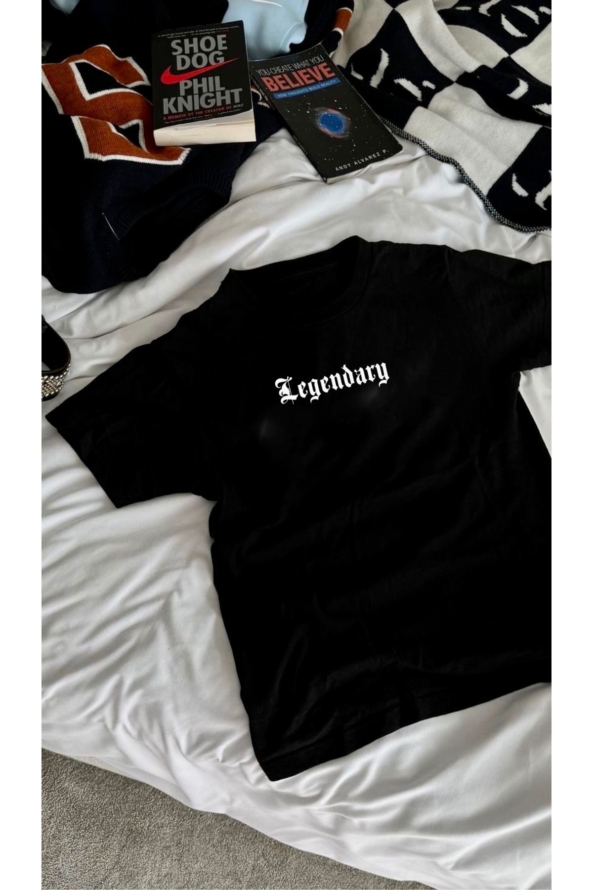 RPT MODA OVERSIZE RAHAT KALIP LEGENDARY BASKILI YÜKSEK KALİTE KUMAŞ ERKEK T-SHIRT