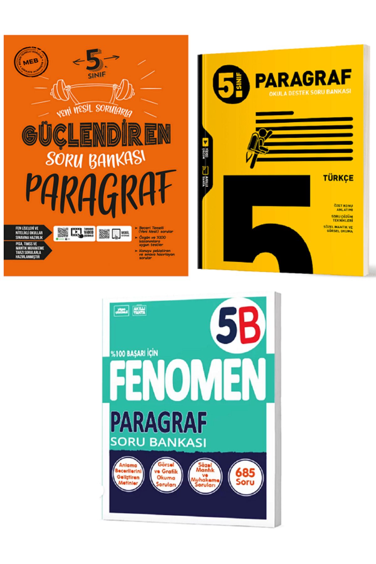 Evrensel İletişim Yayınları 5.Sınıf Hız Yayınları Paragraf Soru Bankaları / Ankara Güçlendiren + 5B Fenomen / 3 KİTAP SET