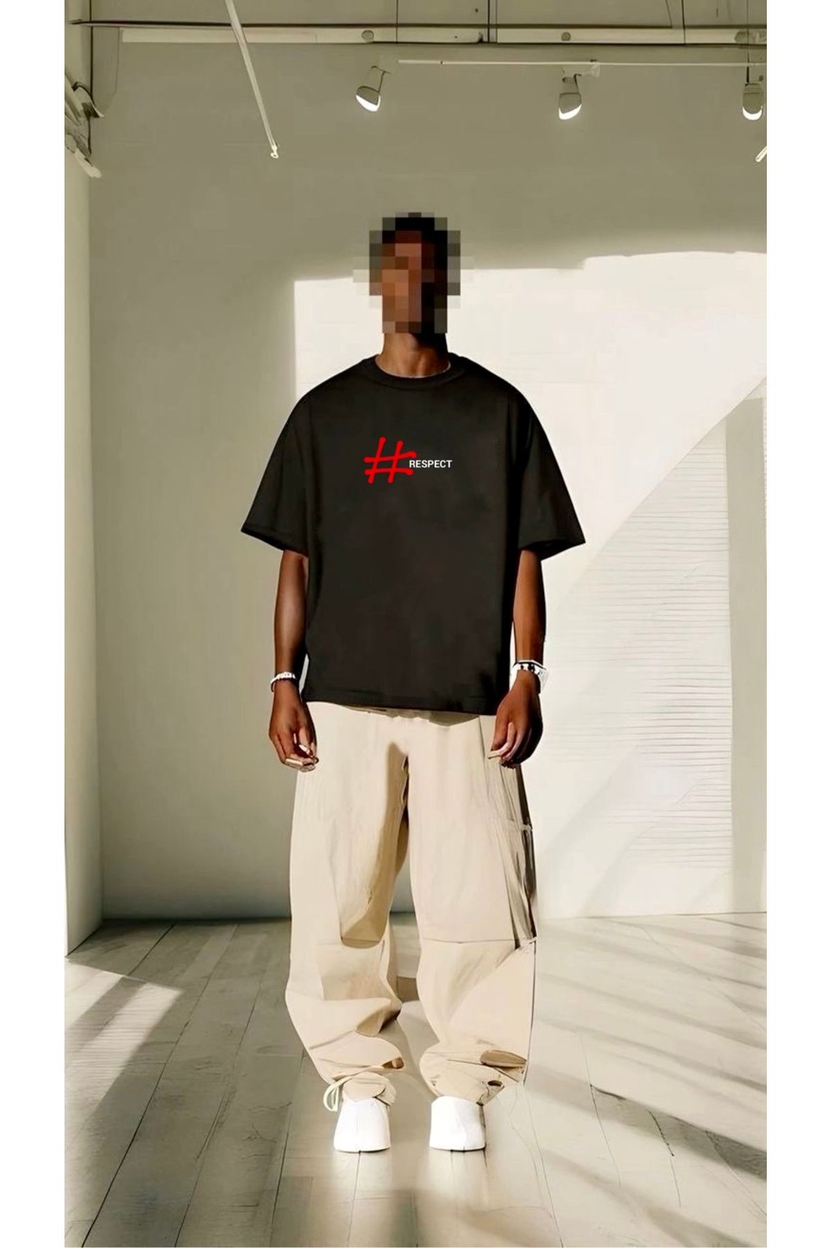 RPT MODA OVERSIZE RAHAT KALIP RESPECT BASKILI YÜKSEK KALİTE KUMAŞ ERKEK T-SHIRT