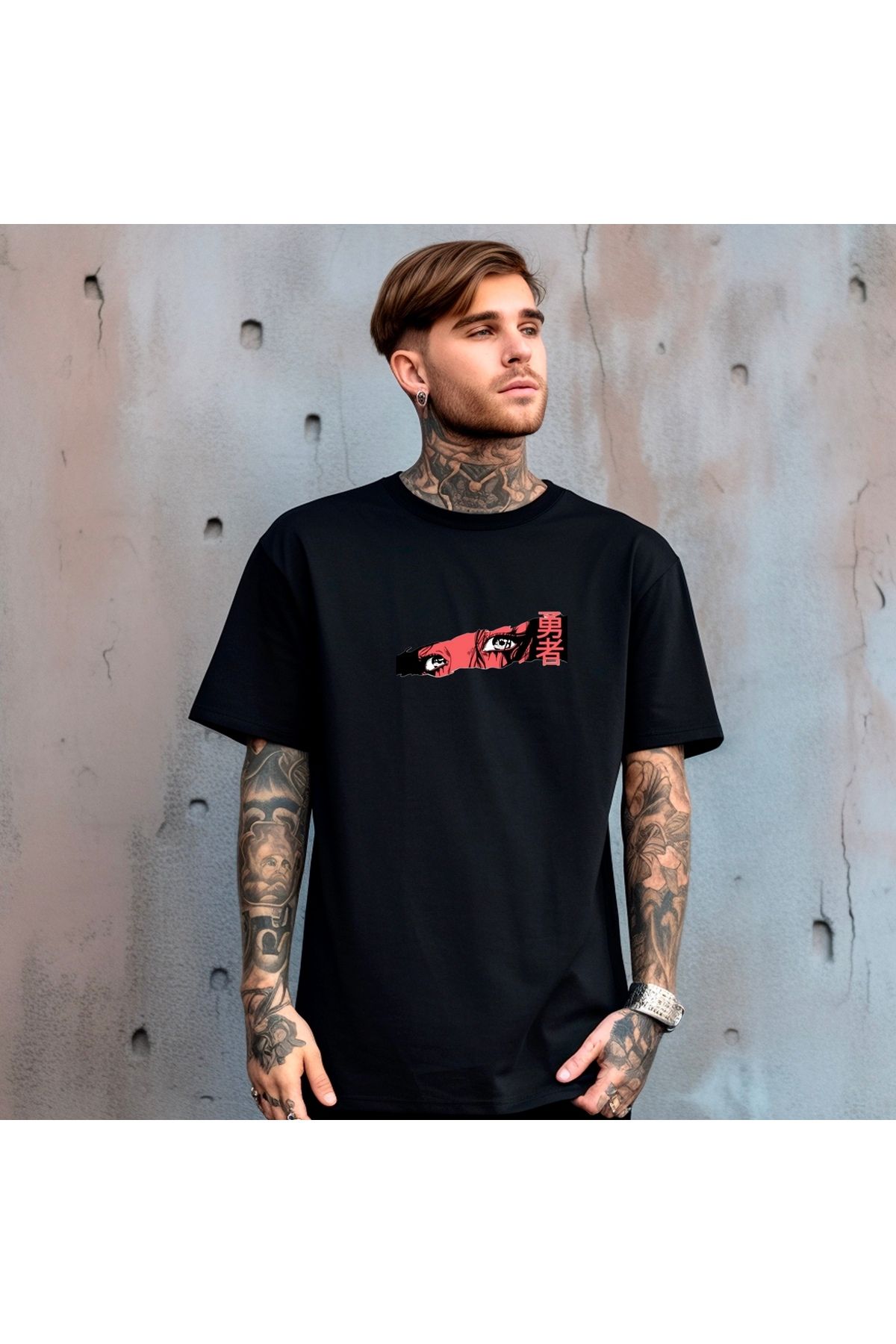 RPT MODA OVERSIZE RAHAT KALIP THE EYES BASKILI YÜKSEK KALİTE KUMAŞ ERKEK T-SHIRT