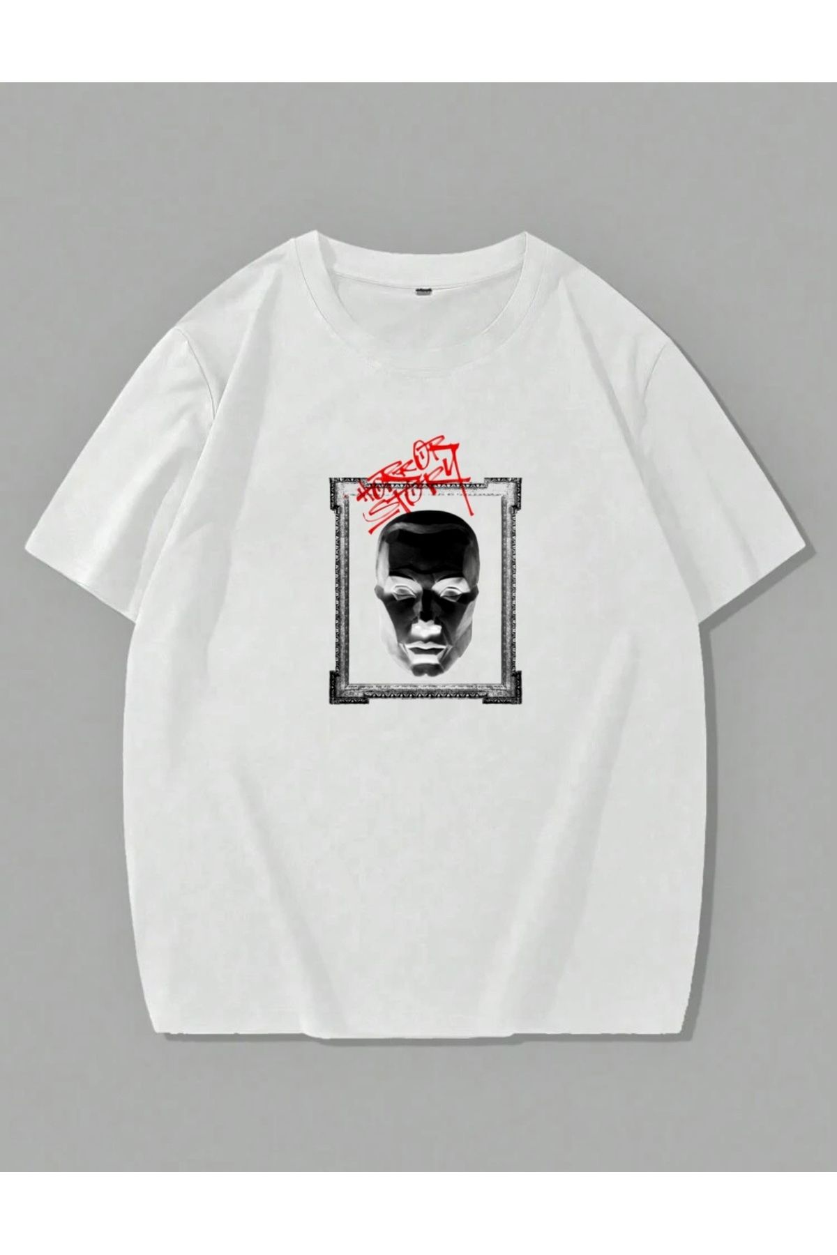 RPT MODA OVERSIZE RAHAT KALIP THE MASK BASKILI YÜKSEK KALİTE KUMAŞ ERKEK T-SHIRT