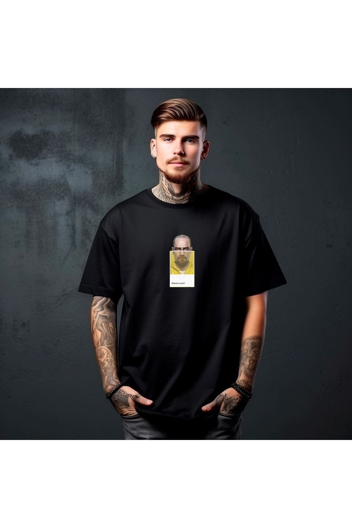 RPT MODA OVERSIZE RAHAT KALIP WANNA COOK BASKILI YÜKSEK KALİTE KUMAŞ ERKEK T-SHIRT