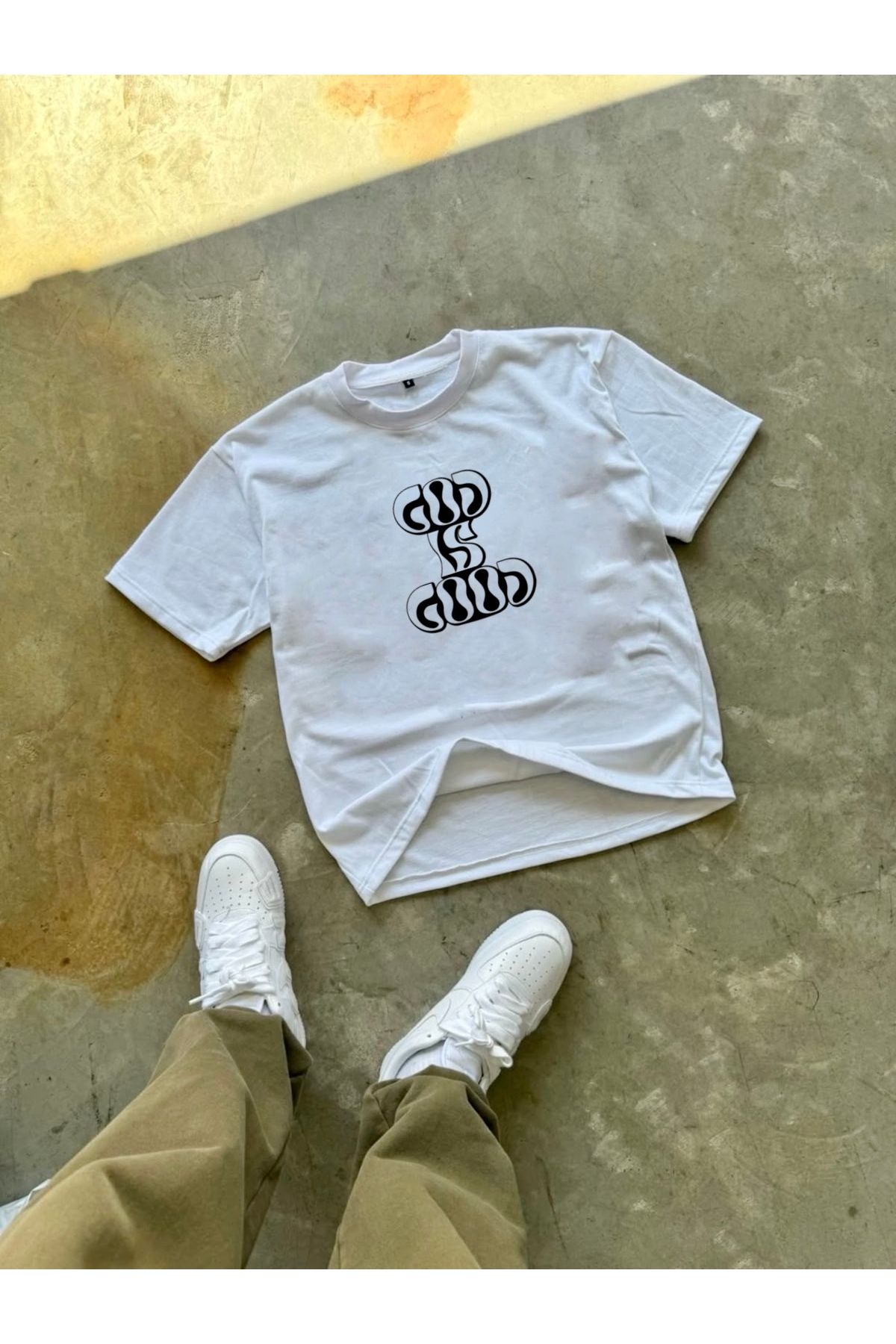 RPT MODA OVERSIZE RAHAT KALIP GOD IS GOOD BASKILI YÜKSEK KALİTE KUMAŞ ERKEK T-SHIRT
