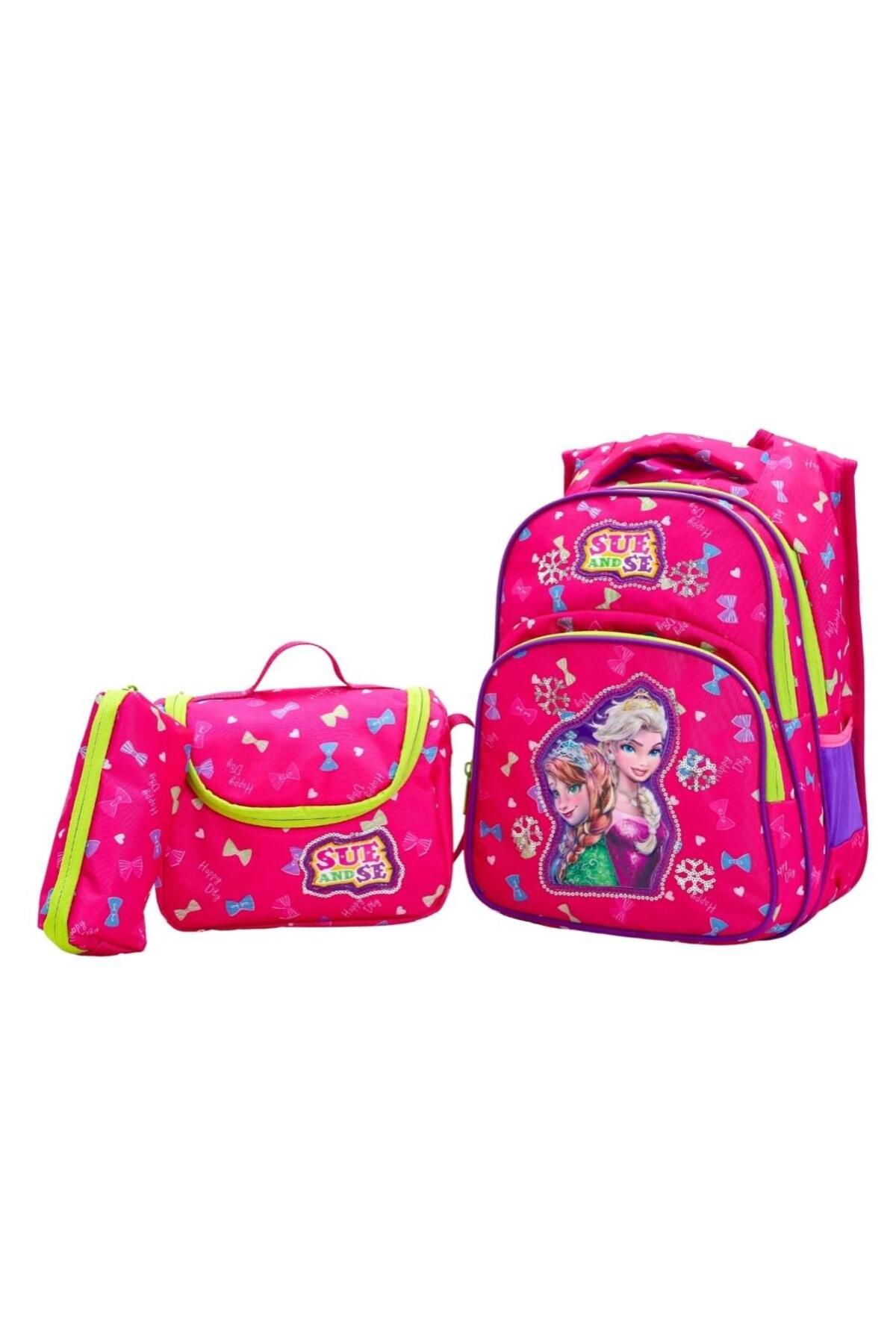 Probag Prenses Temalı 3'lü Pembe Kız Çocuk Okul Çanta Seti – (Sırt Çantası Termal Beslenme Kalemlik)