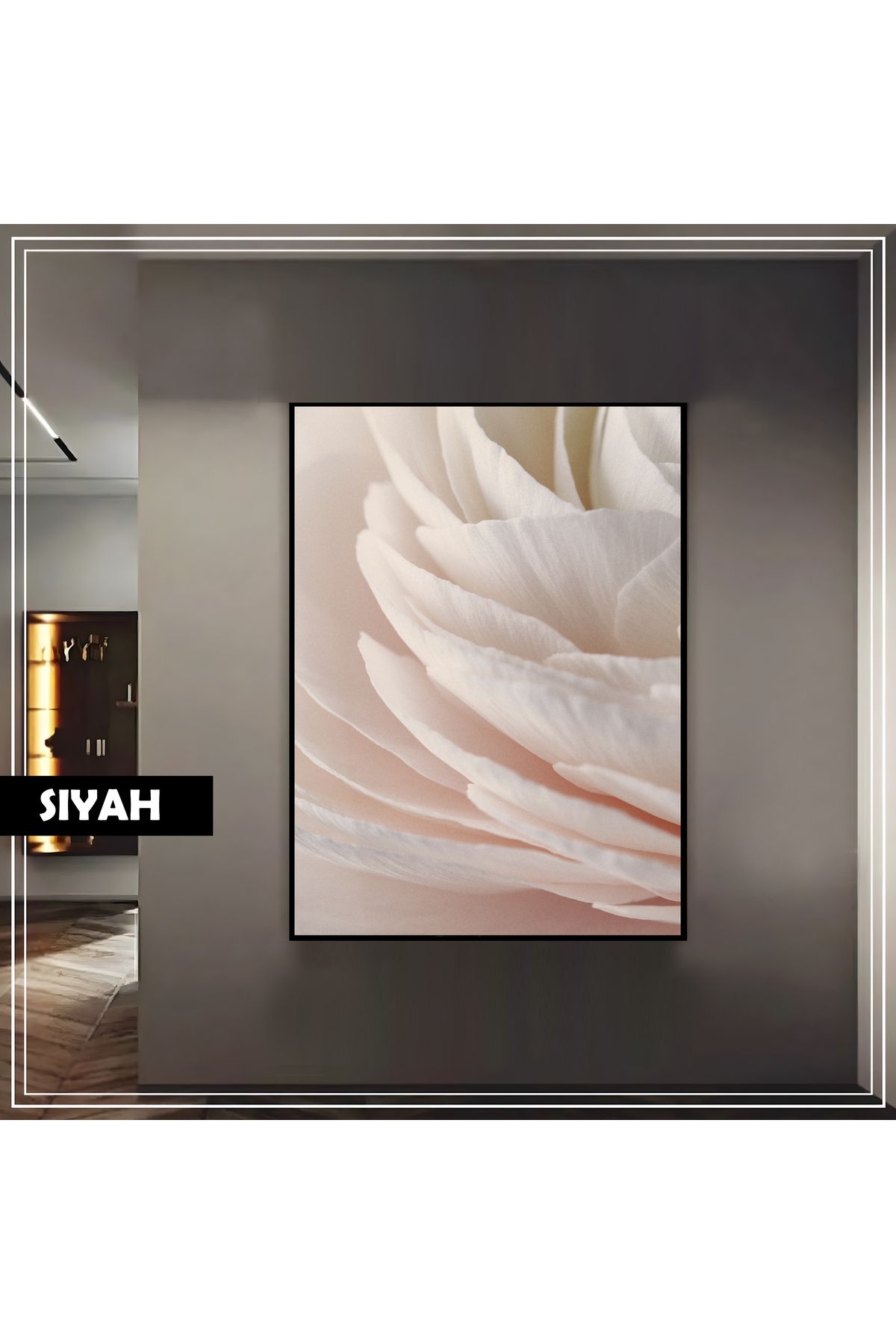 Harikabirev HARİKABİREV|SOFT PEMBE ŞAKAYIK MACRO MODEL |ÇERÇEVELİ TEMPERLİ CAM TABLO TEKLİ DİKEY