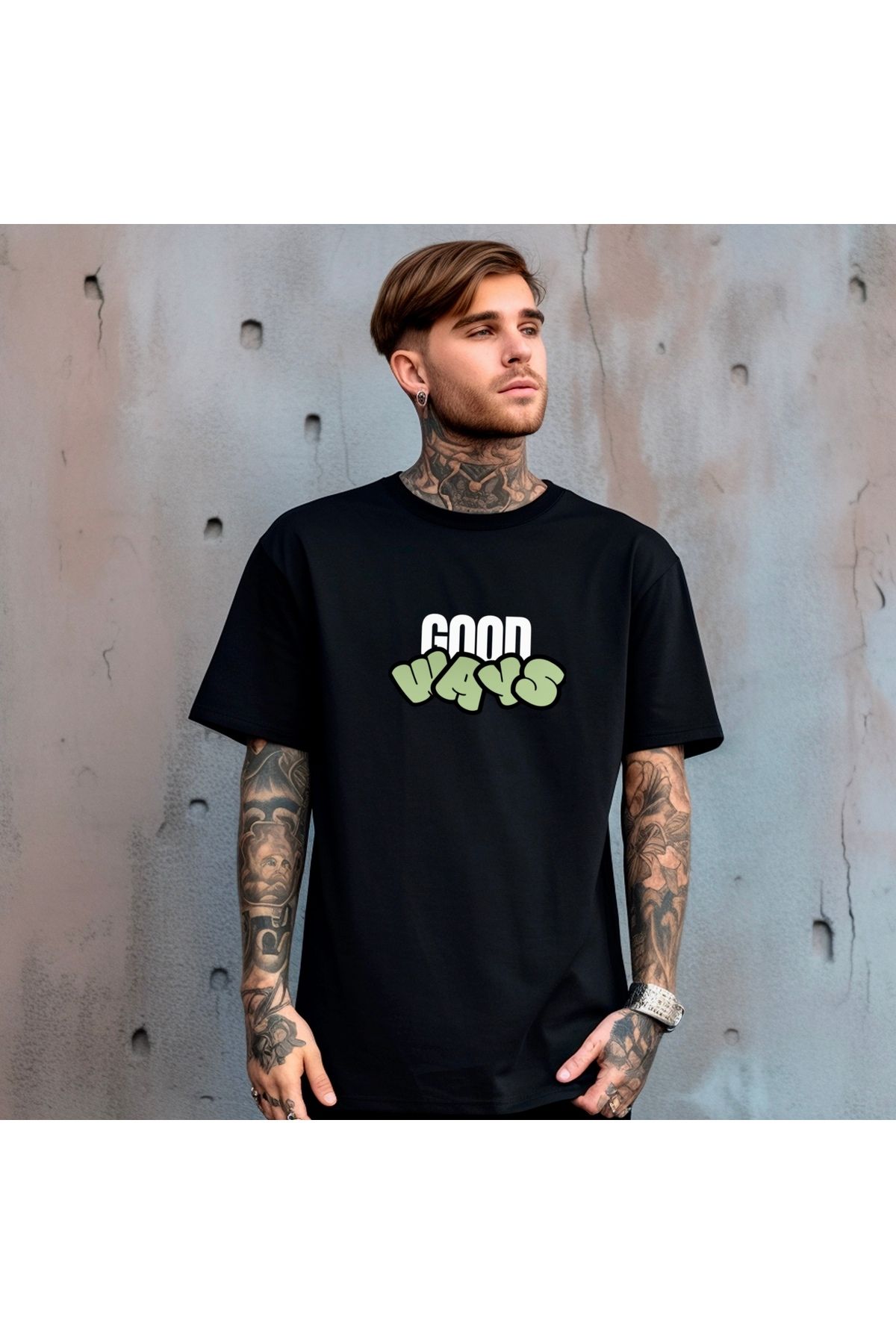 RPT MODA OVERSIZE RAHAT KALIP GOOD WAYS BASKILI YÜKSEK KALİTE KUMAŞ ERKEK T-SHIRT