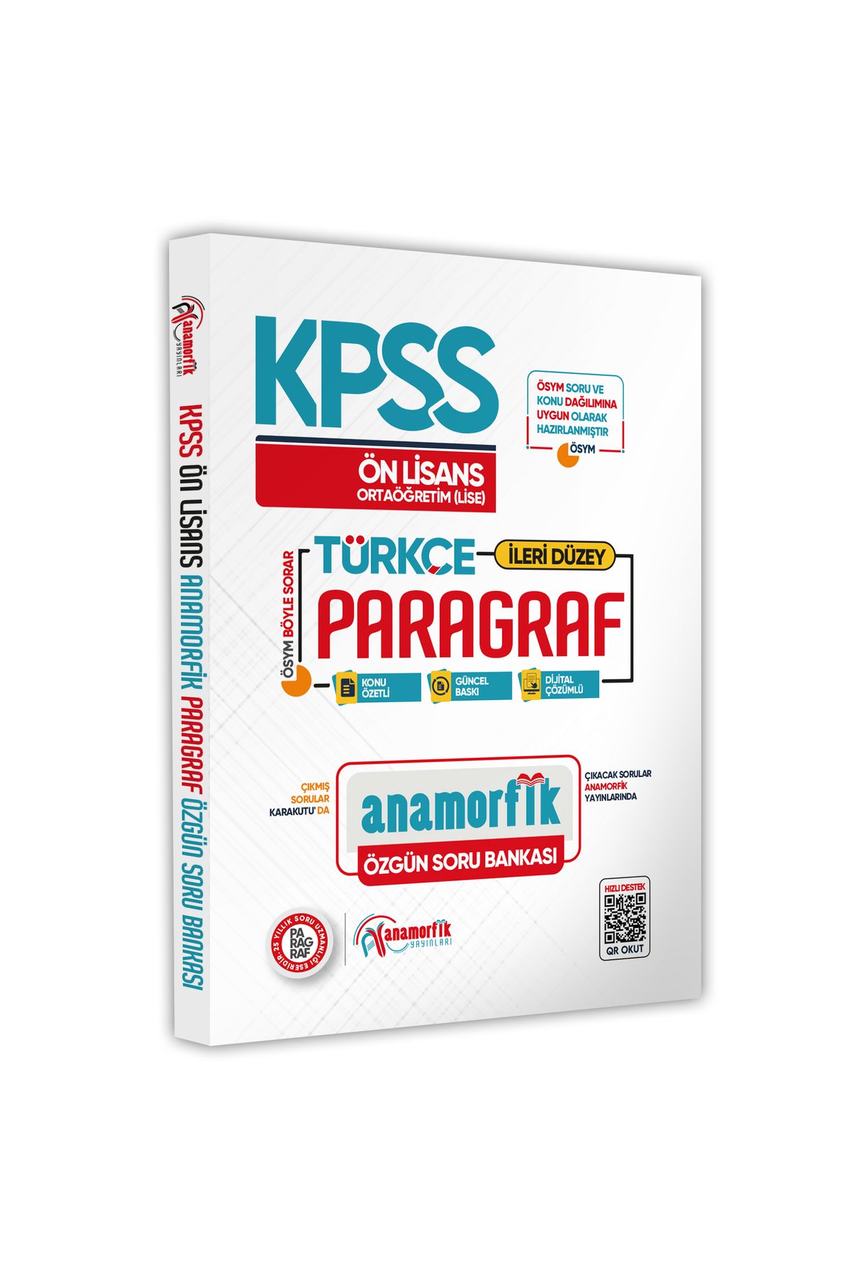 Anamorfik Yayınları KPSS Ön Lisans-Ortaöğretim Türkçe Anamorfik PARAGRAF Özgün Soru Bankası Dijital Çözümlü