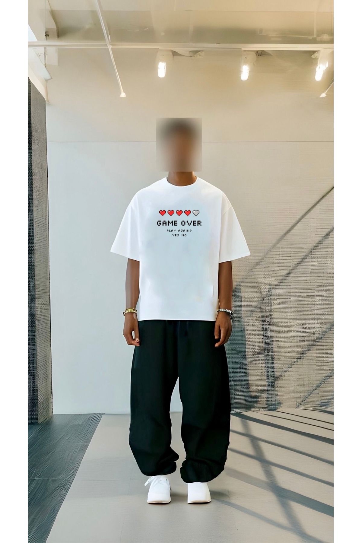 RPT MODA OVERSIZE RAHAT KALIP GAME OVER KALP BASKILI YÜKSEK KALİTE KUMAŞ ERKEK T-SHIRT