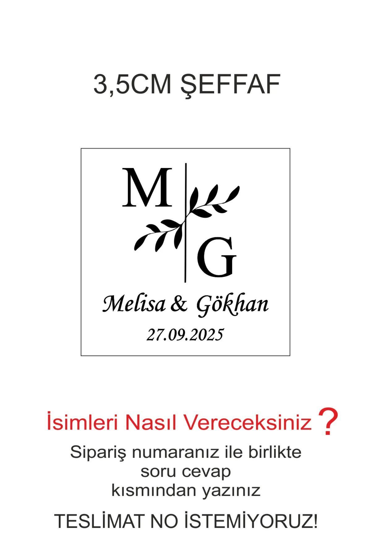 eSLeTc Kişiye Özel Kına-nişan-nikah-düğün Etiket-özel Kesim 40 Adet Şeffaf Sticker 3,5x3,5cm Kare