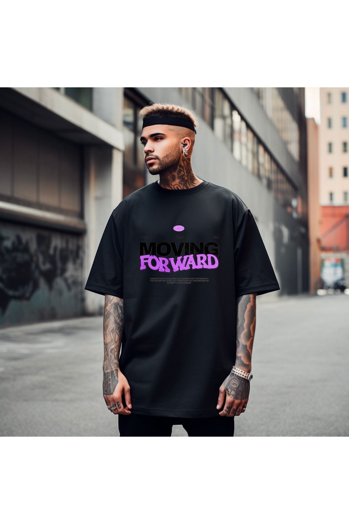 RPT MODA OVERSIZE RAHAT KALIP FORWARD BASKILI YÜKSEK KALİTE KUMAŞ ERKEK T-SHIRT