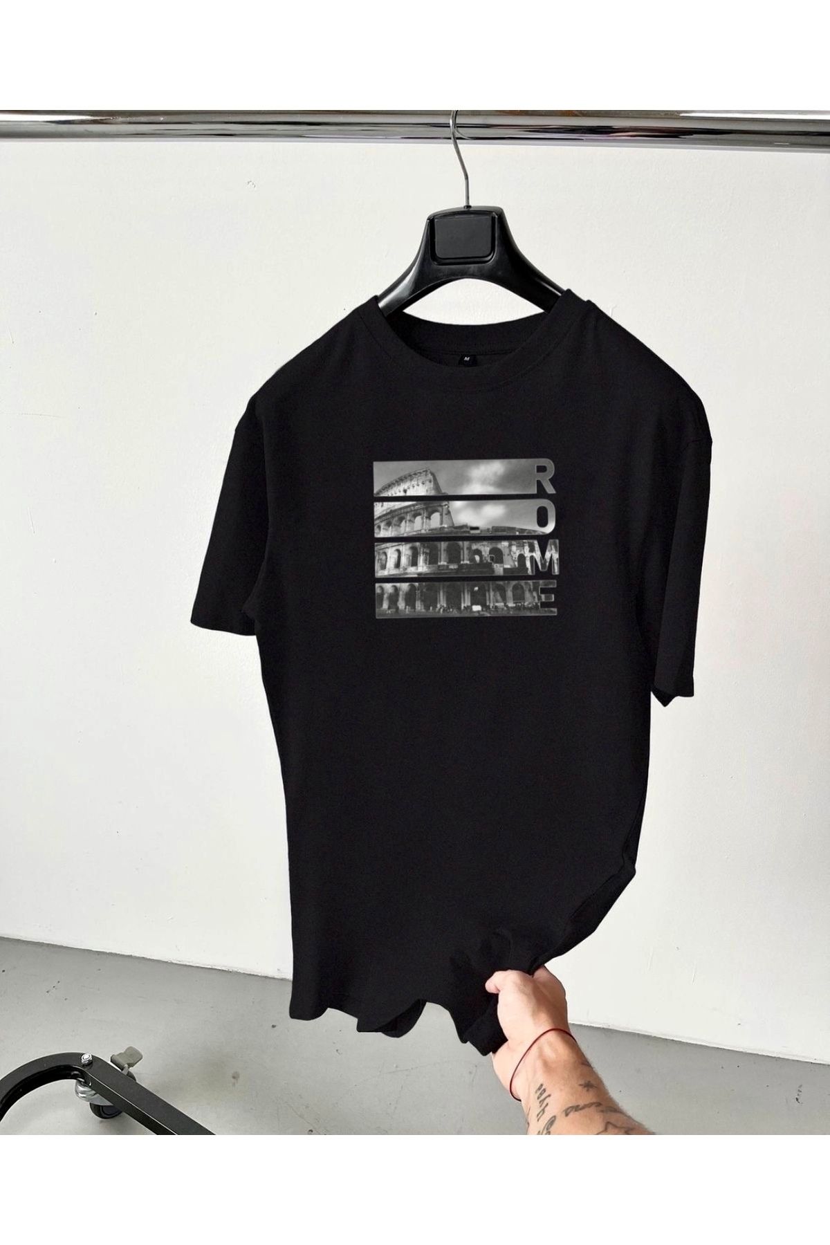 RPT MODA OVERSIZE RAHAT KALIP ROME BASKILI YÜKSEK KALİTE KUMAŞ ERKEK T-SHIRT