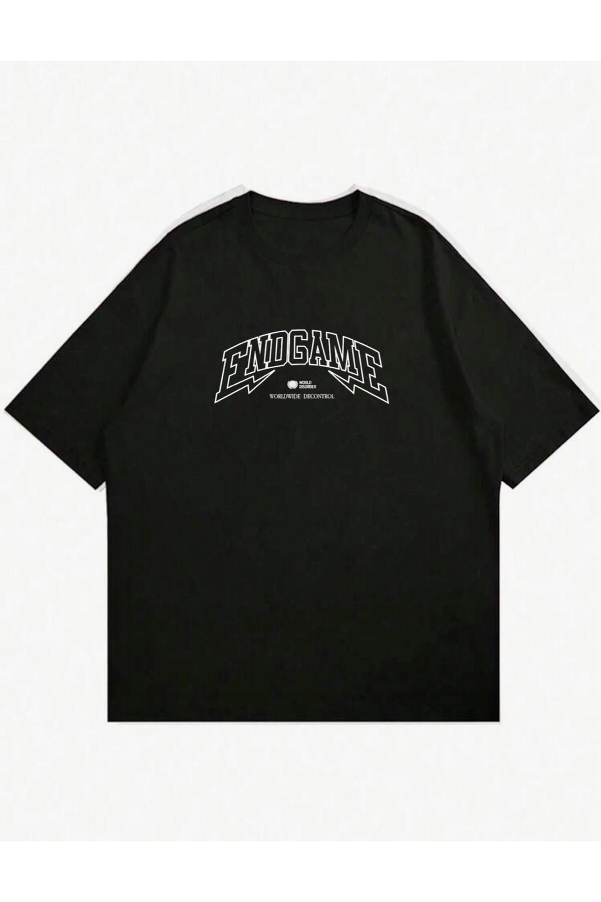 RPT MODA OVERSIZE RAHAT KALIP ENDGAME BASKILI YÜKSEK KALİTE KUMAŞ ERKEK T-SHIRT