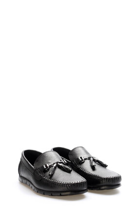 TUGERDİ Tugerdi Siyah Püsküllü İçi Dışı Hakiki Deri Kauçuk Taban Kaliteli Erk...