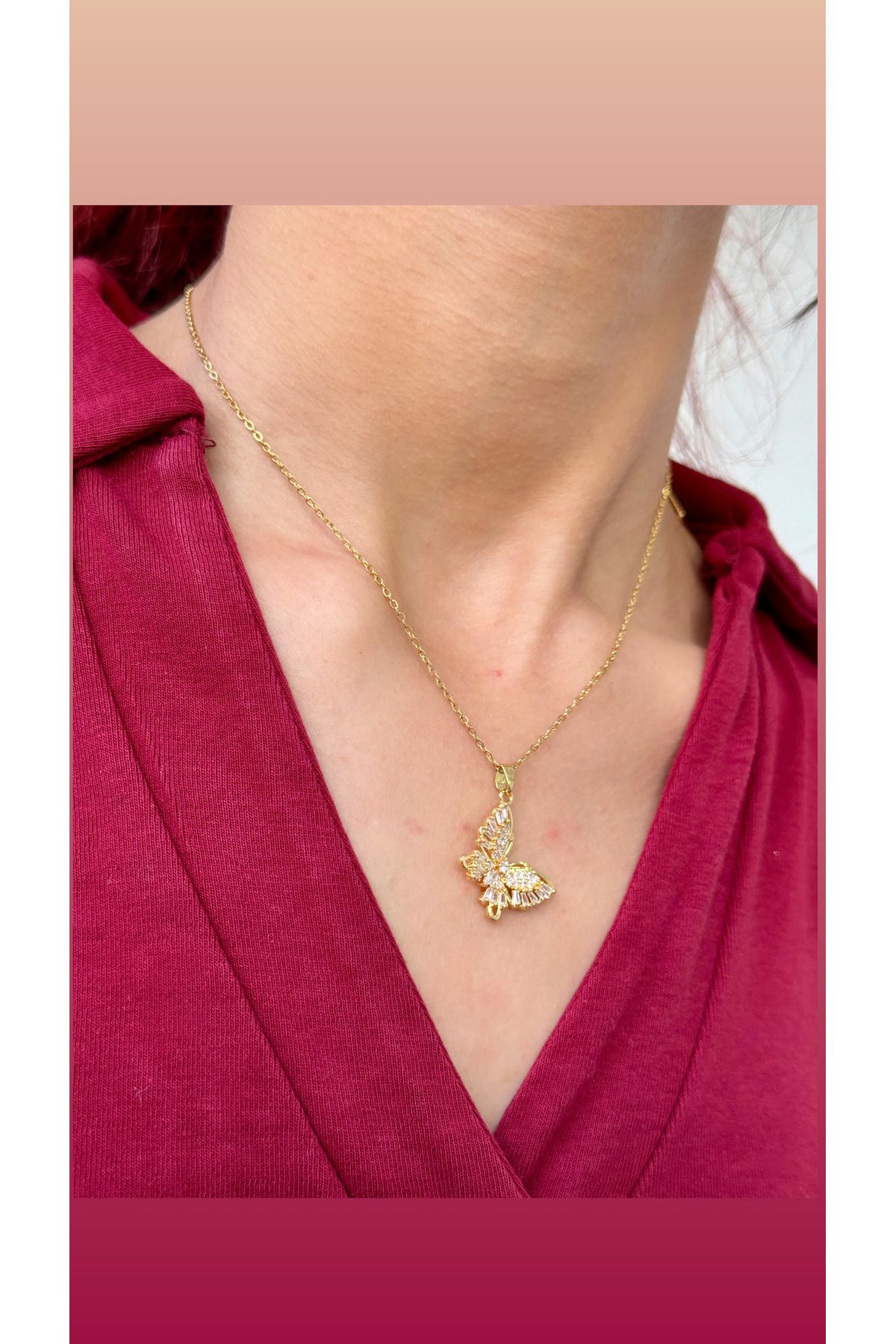 İNN JEWELLERY Çelik Kolye Kararmaz Antialerjik Kelebek Figürlü (2 Yıl İthalatçı Garantili)