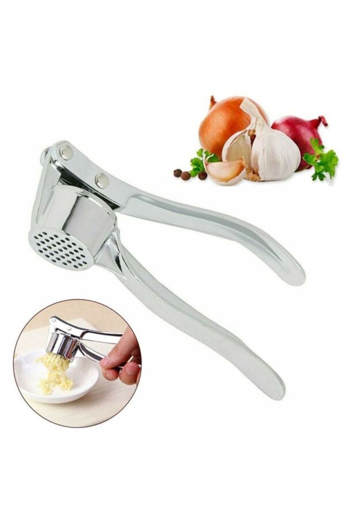 Savings Sphere Paslanmaz Çelik Sarımsak Ezici Pres – Ergonomik Tasarım, Bulaşık Makin