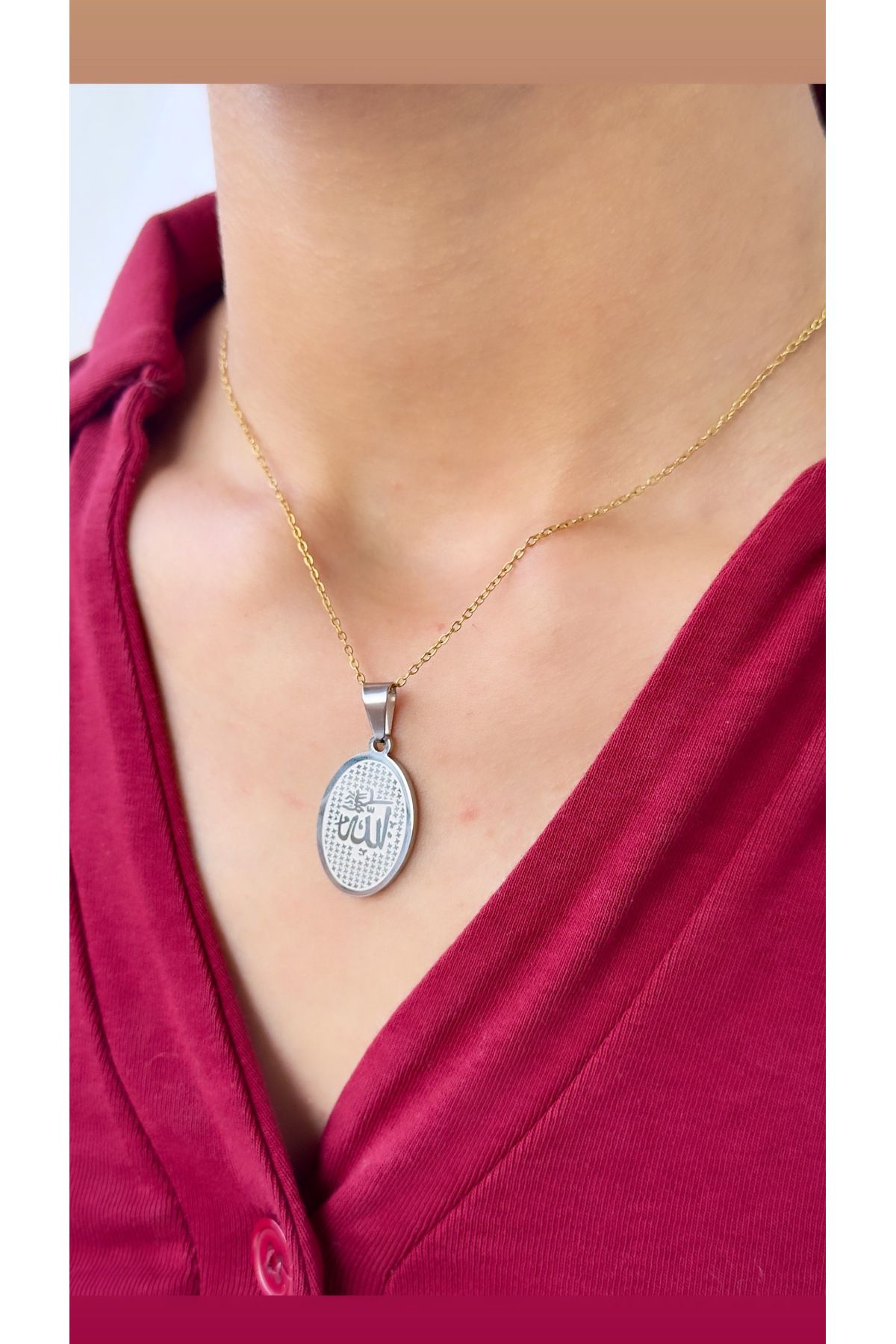İNN JEWELLERY Çelik Kolye Kararmaz Antialerjik Allah Yazısı Figürlü (2 Yıl İthalatçı Garantili)