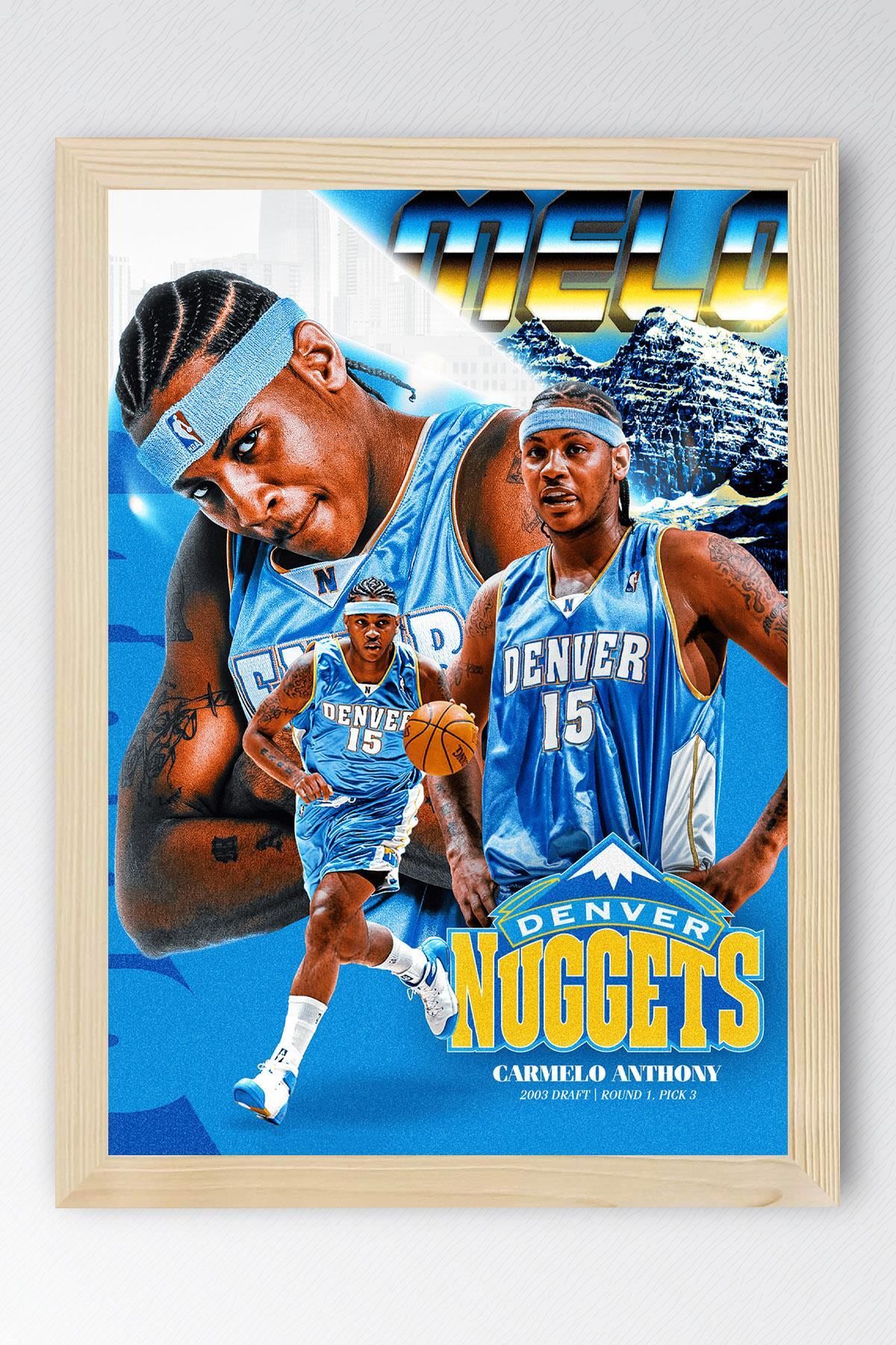 Saturn Carmelo Anthony Çerçeveli Tablo - Denver Nuggets NBA Posteri Tablo