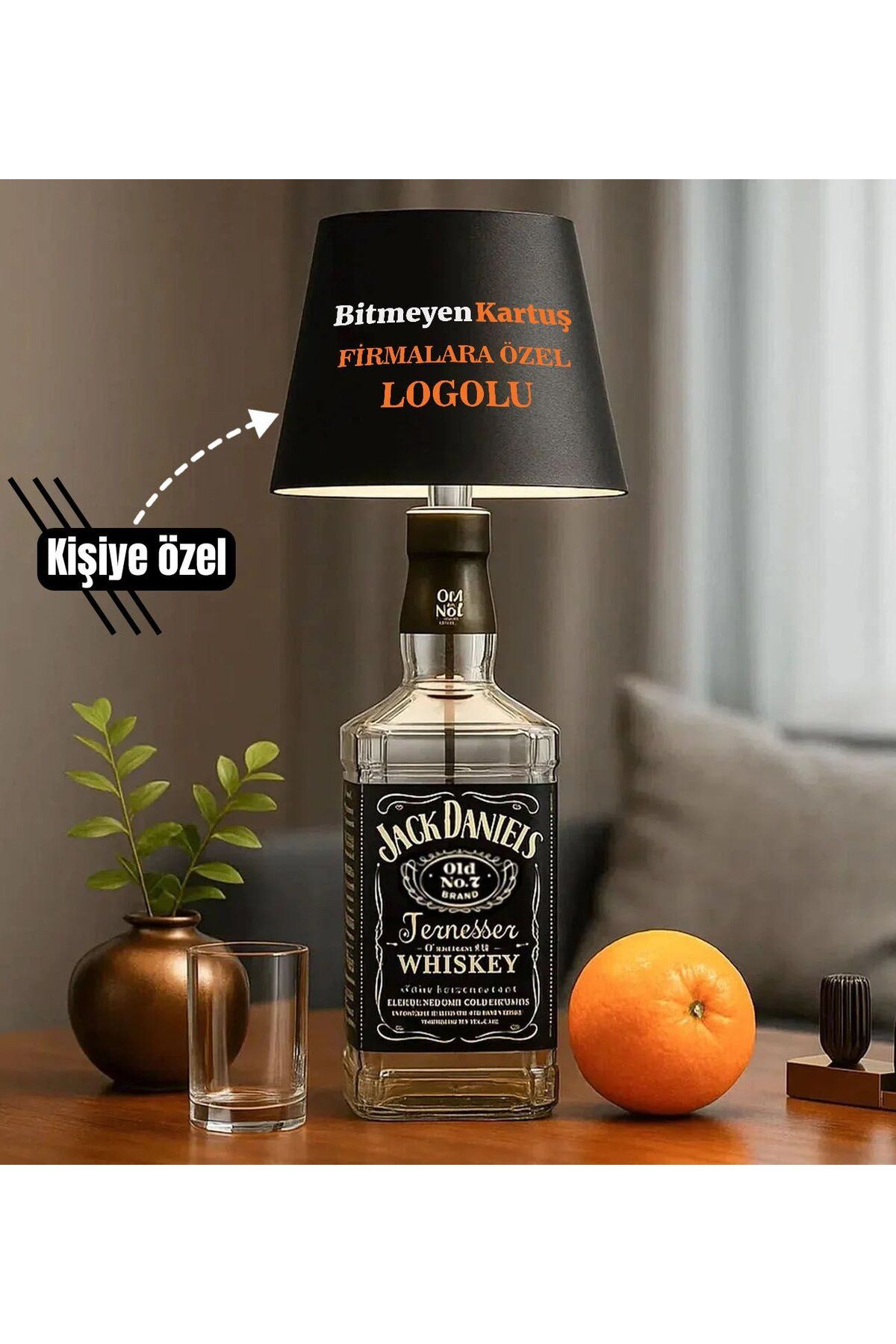 Bk Gift Firmalara Özel Logolu Kablosuz 3 Renkli Led Siyah Şişe Lambası, Ev Hediyesi, Cafelere Özel,