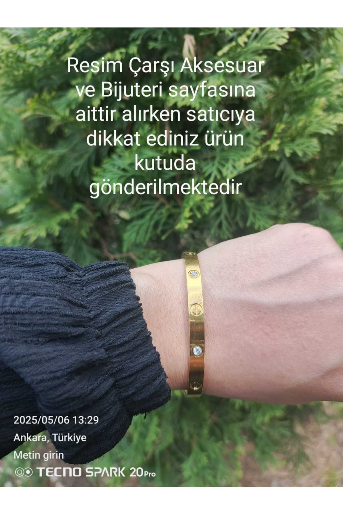 xUPING Kalın Taşlı Gold Renk Paslanmaz Çelik Kelepçe Bileklik Bilezik Kadın 316l
