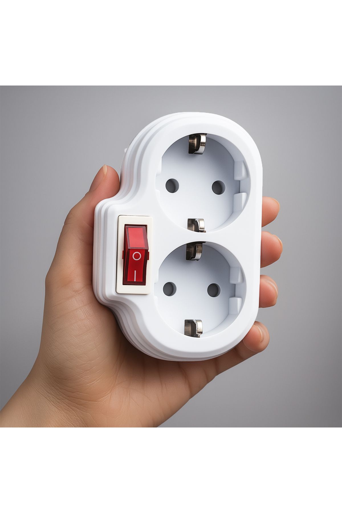 Badem10-2-Piece White Group Socket with Wireless On/Off Switch Plug Grounded Multi-Duplicator with Goliath Button 4