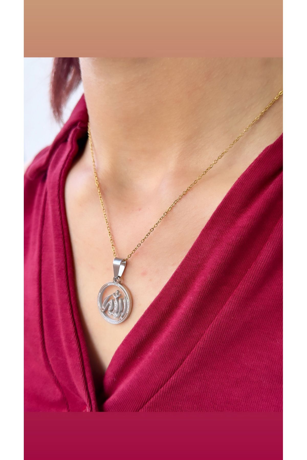 İNN JEWELLERY Çelik Kolye Kararmaz Antialerjik Allah Yazısı Figürlü (2 Yıl İthalatçı Garantili)