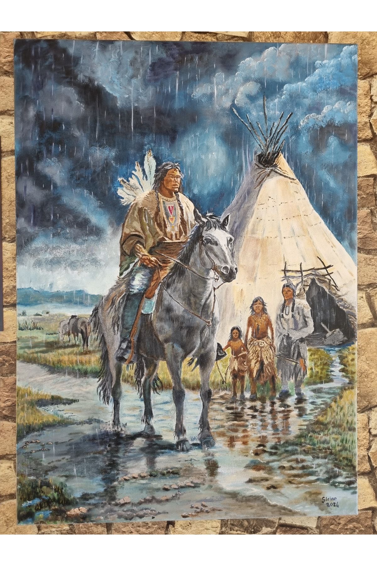 Barbosa Şirine Art Kızılderili Komançero Yağlıboya Kanvas Tablo