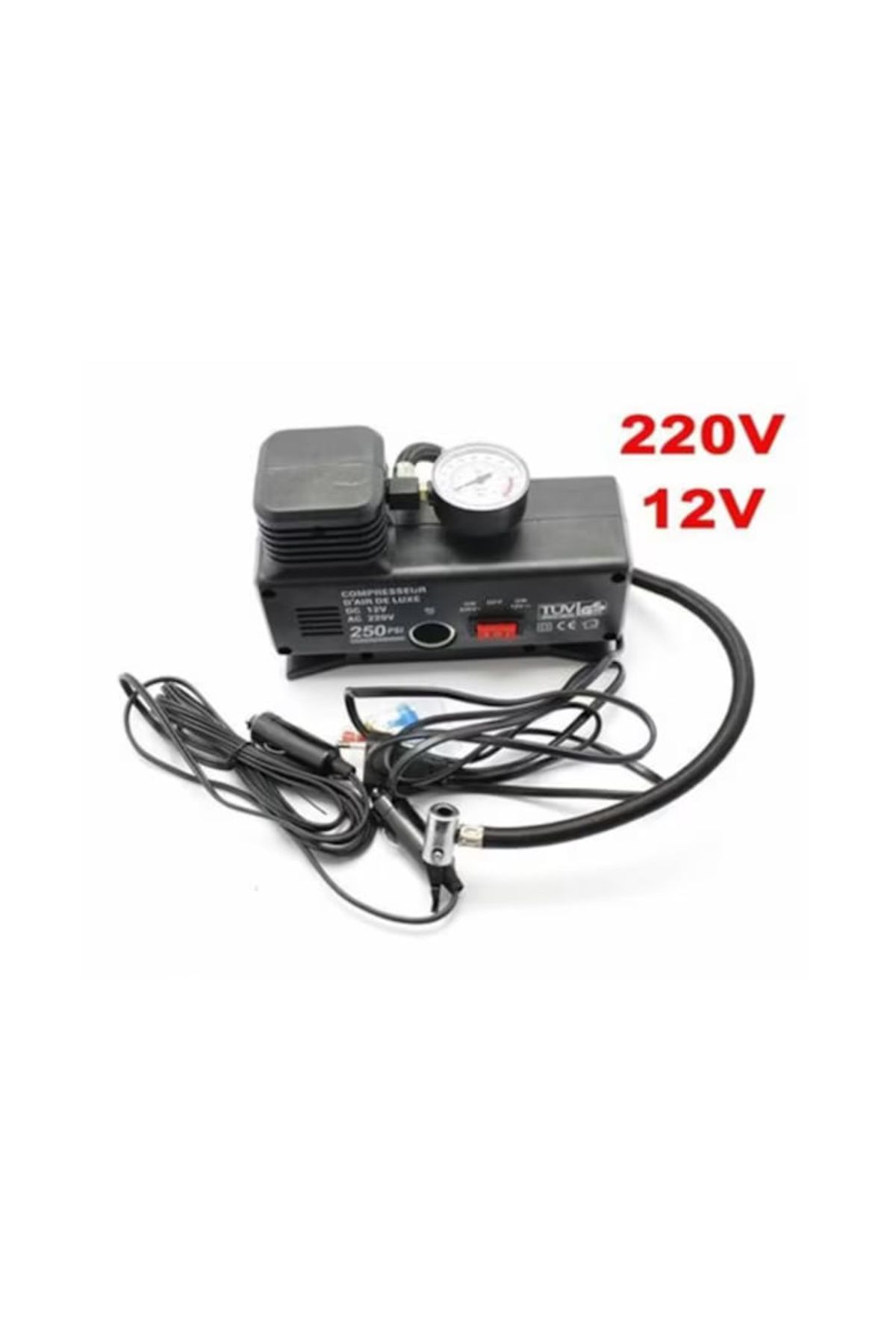 varioshop-Compresor auto VarioShop®, 12v/220V, 17 bar, cu indicator de presiune, Ideal pentru pomparea rotilo 9