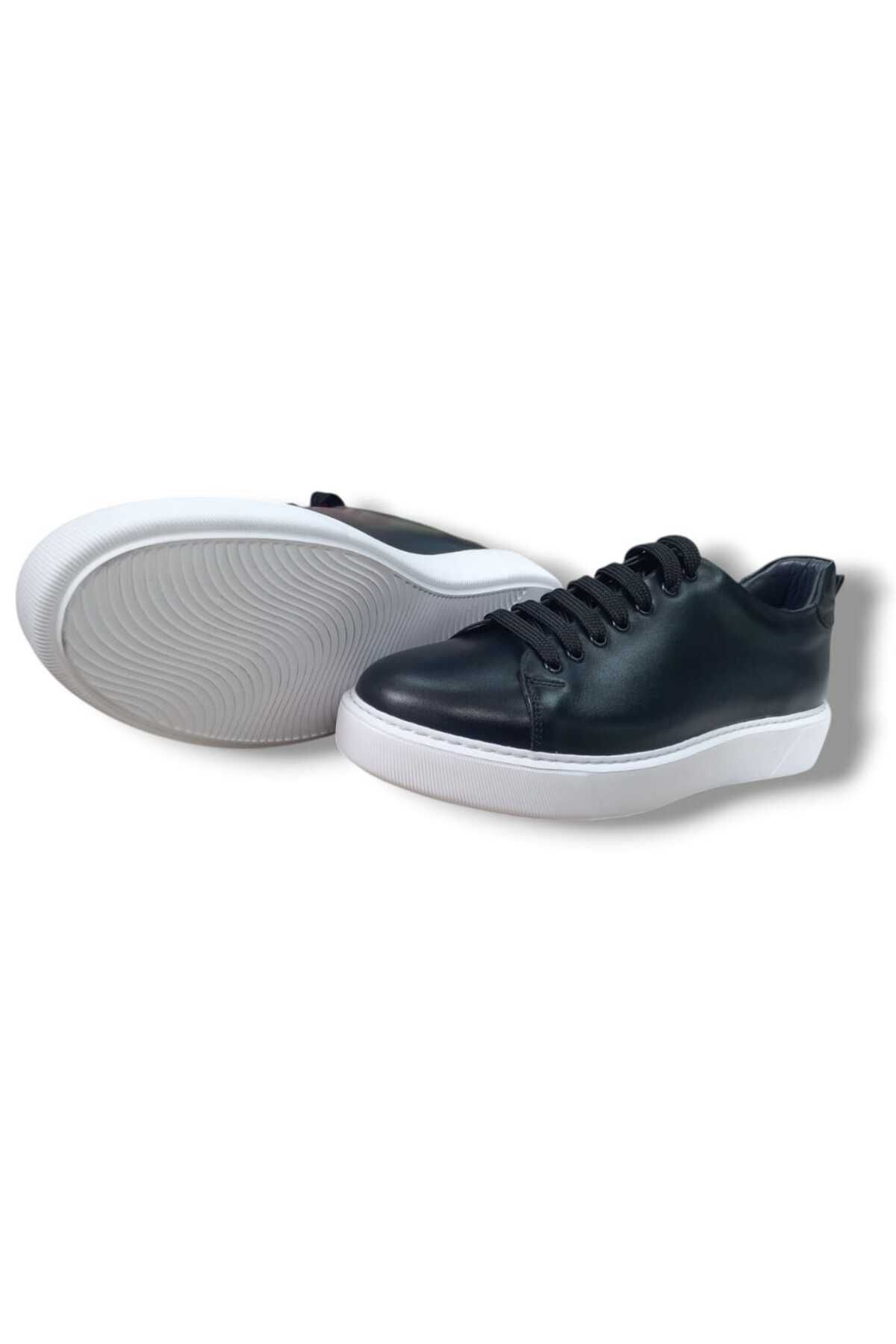 Growish GR268 Yüksek Kalite Deri Beyaz Taban Uzun Gösteren Eva Taban Erkek Sneaker Ayakkabı