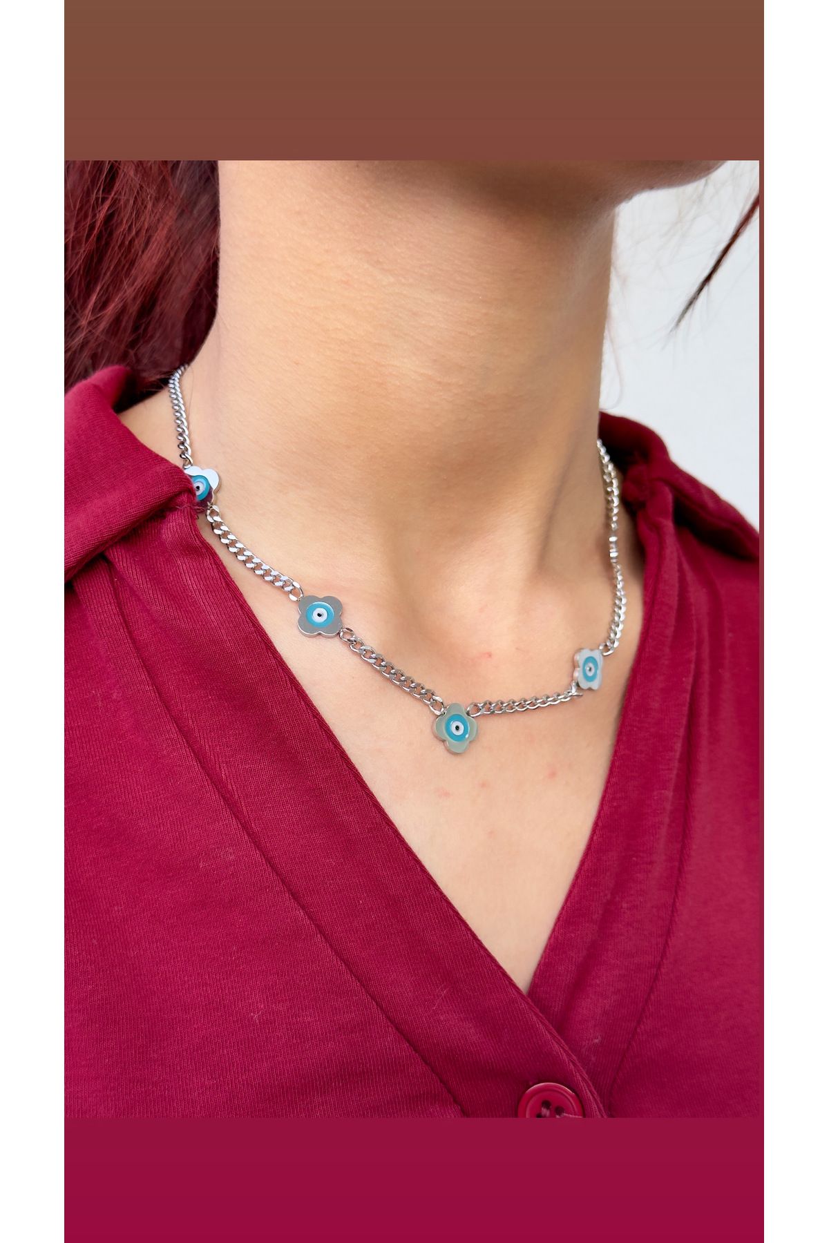 İNN JEWELLERY Çelik Kolye Kararmaz Antialerjik Yonca Figürlü (2 Yıl İthalatçı Garantili)