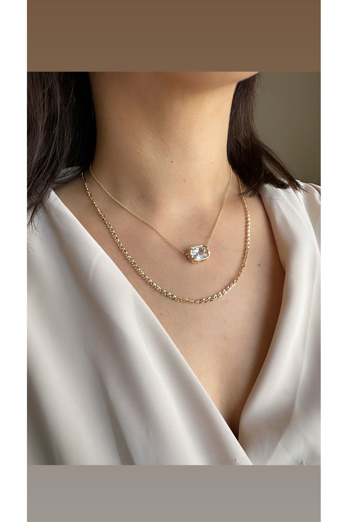 shop Xupıng çelik tektaşlı kolye
