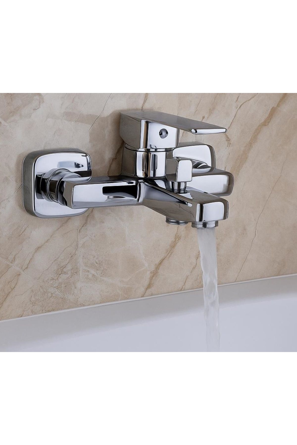 RENA DESIGN KARE KROM BANYO BATARYASI AĞIR PRİNÇ GÖVDE YÜKSEK KALİTE MUSLUK GÖŞELİ ŞIK MODERN TASARIM