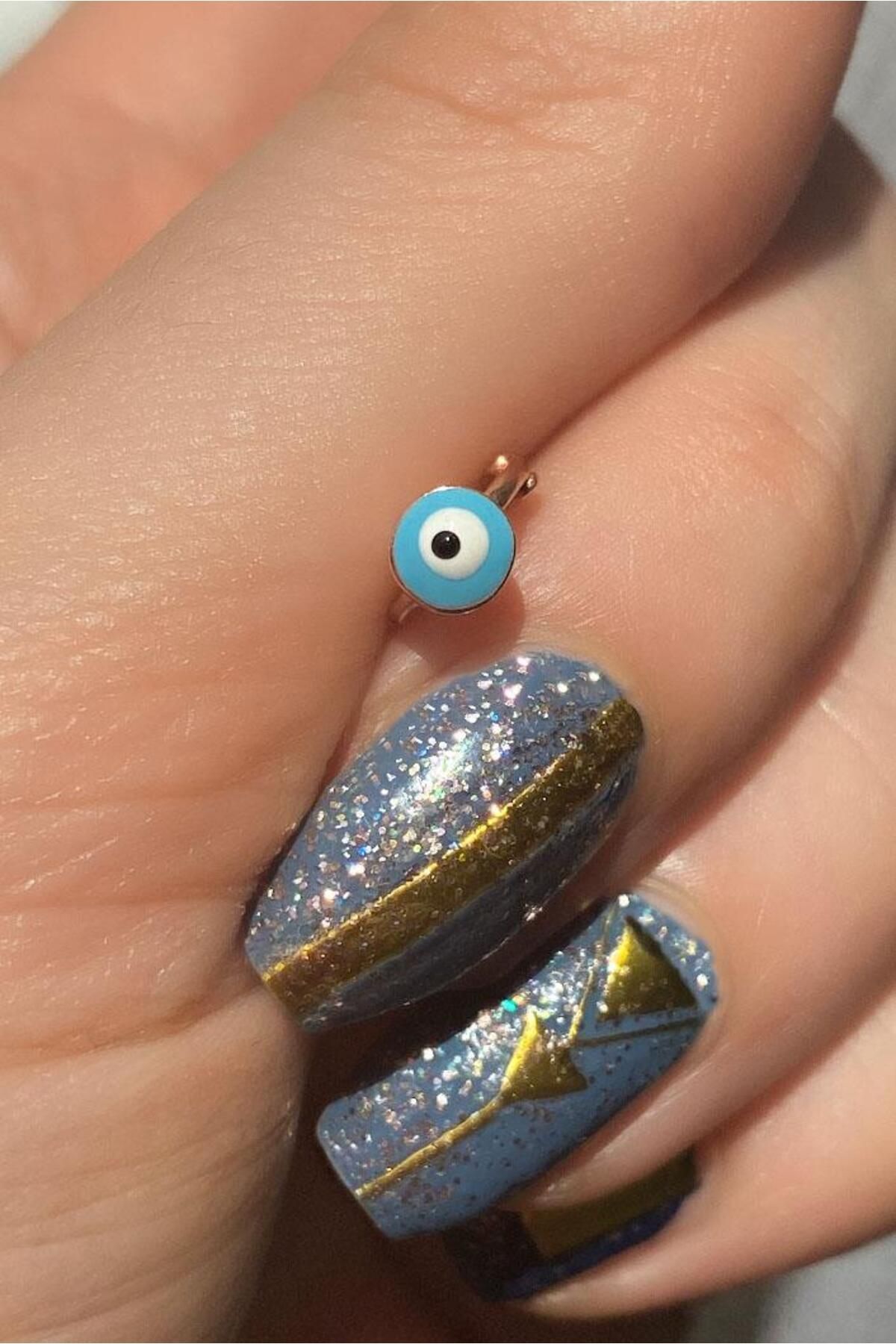 Spossy Silver Jewelry Küçük Boy Mineli Nazar Göz Halka Piercing Küpe