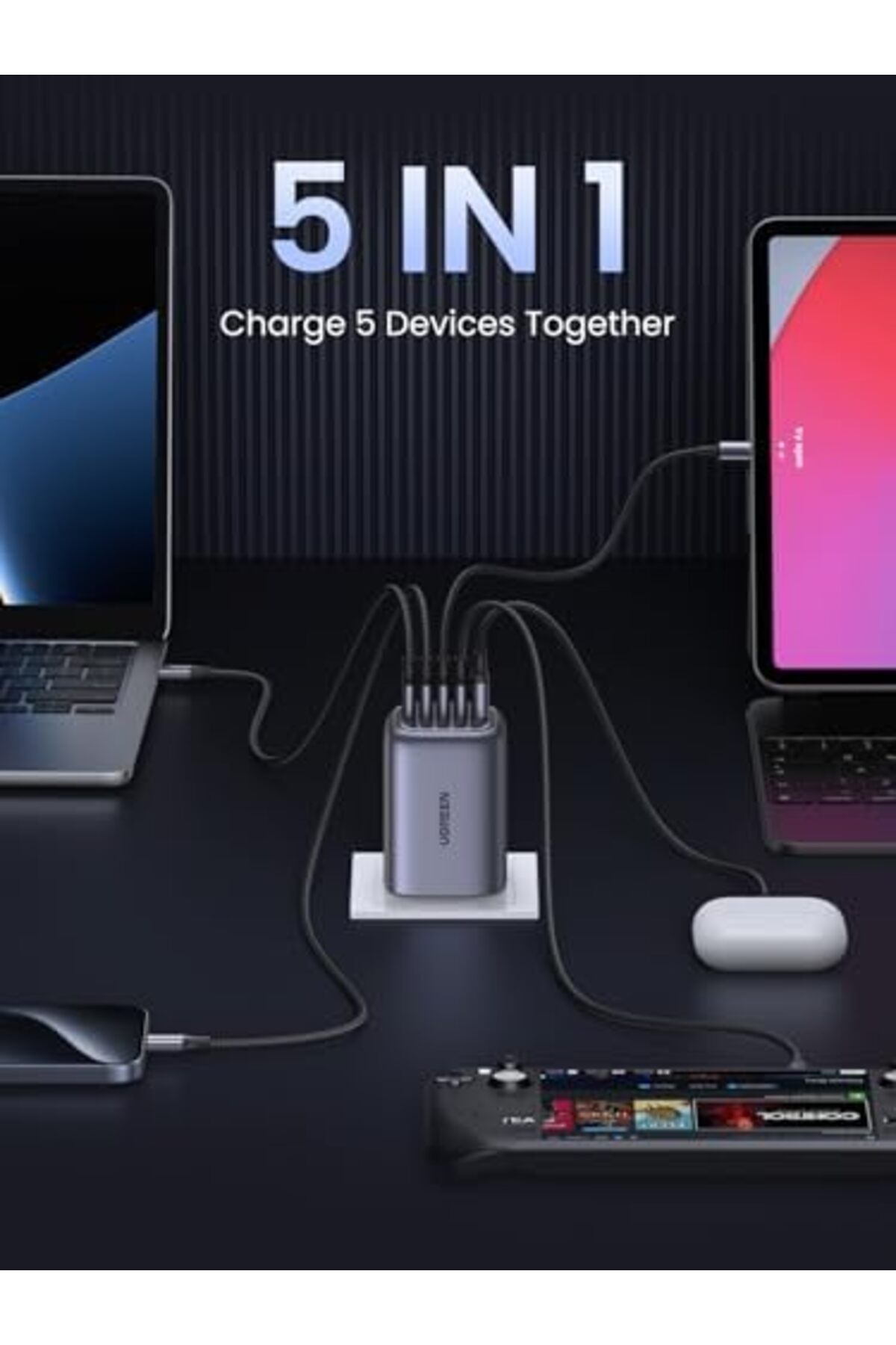 Ugreen-2025 5-Port Nexode 100W USB C Charger GaN Type C Fast Wall Charger 8
