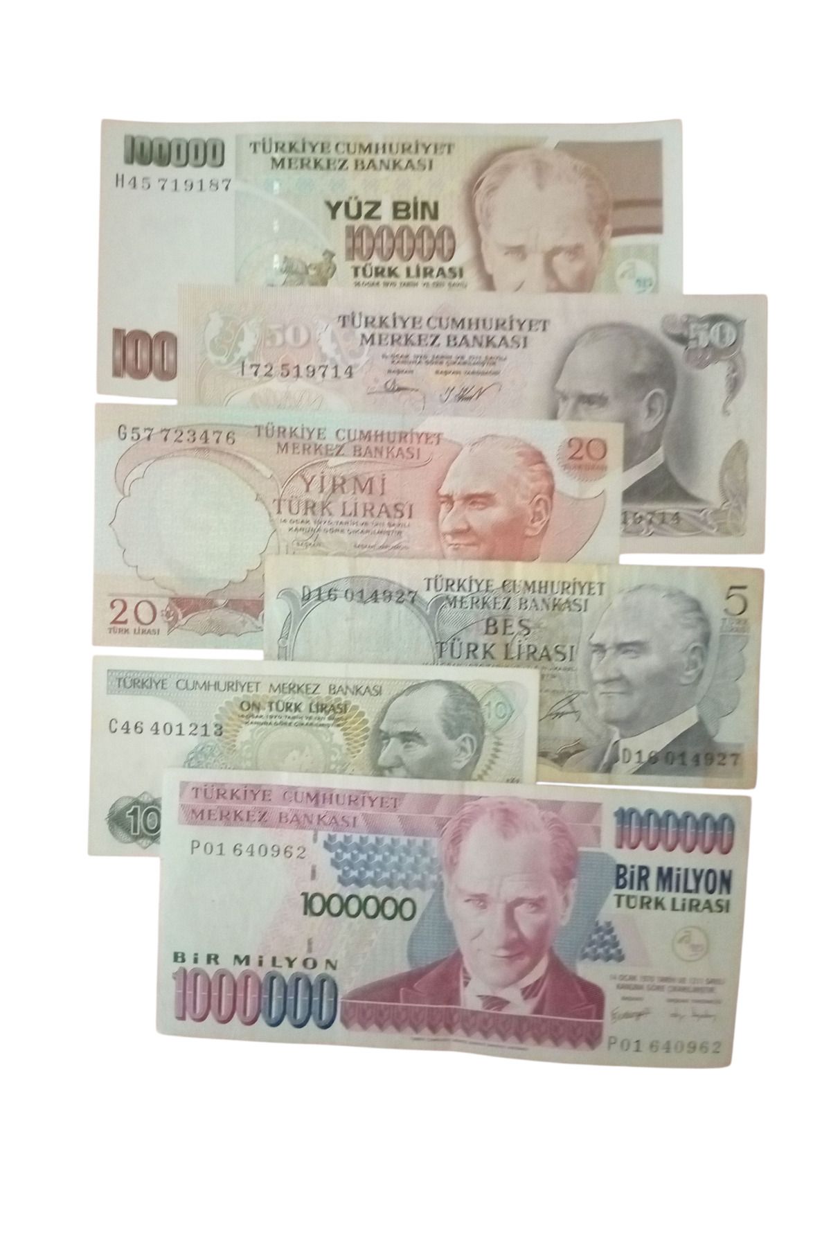 Yediotuz 6. 7. Emisyon 6 Adet Koleksiyon Kağıt Para Koleksiyon Başlangıç Setleri Antika Darpane Hobi Hediye