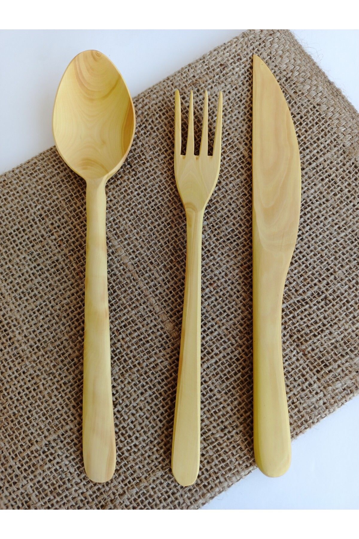 AYSAN Şimşir Ağacı El Yapımı Kaşık Çatal Bıçak seti 20 cm