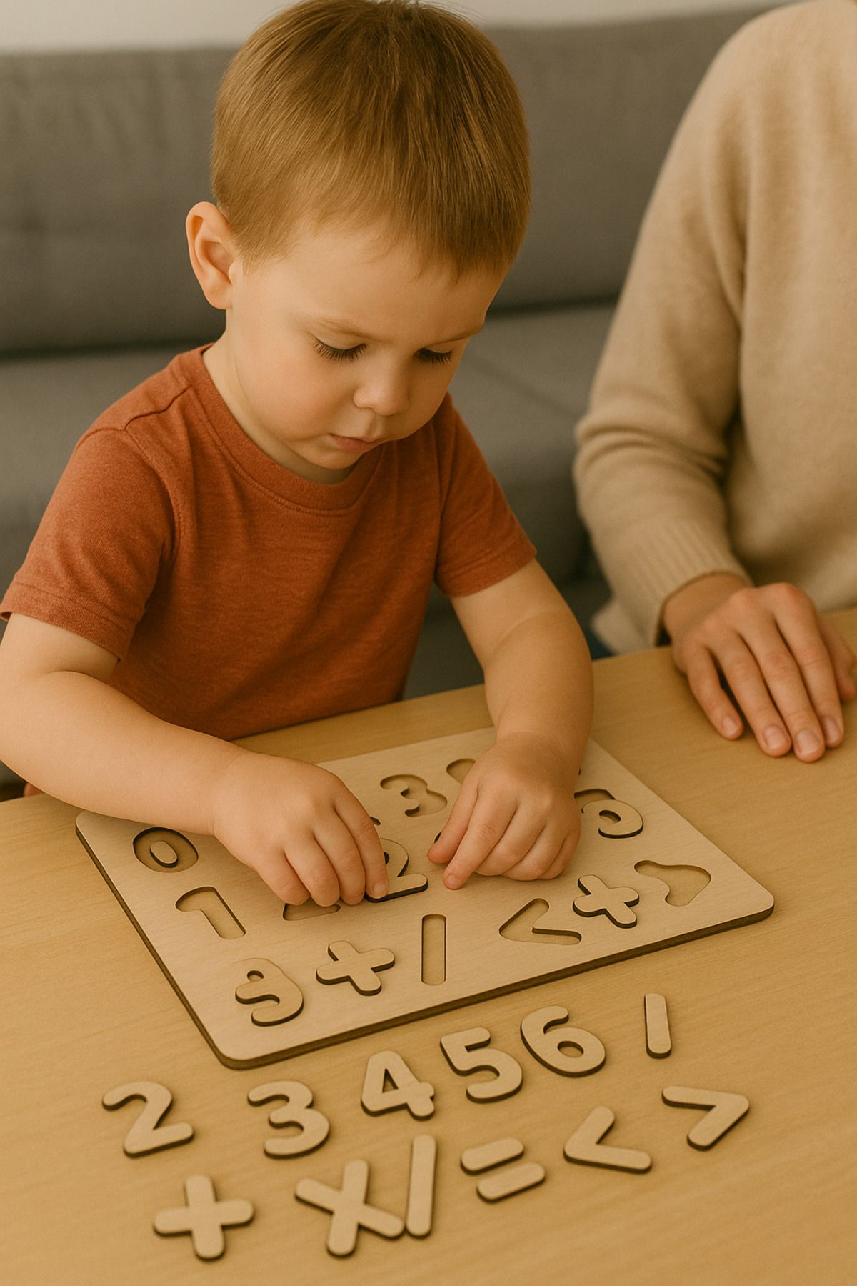 OYART&DESIGN Ahşap Oyuncak Eğitici Öğretici Puzzle Yapboz Eğitici Oyuncak Ahşap Sayılar Bultak Dört Işlem Puzzle