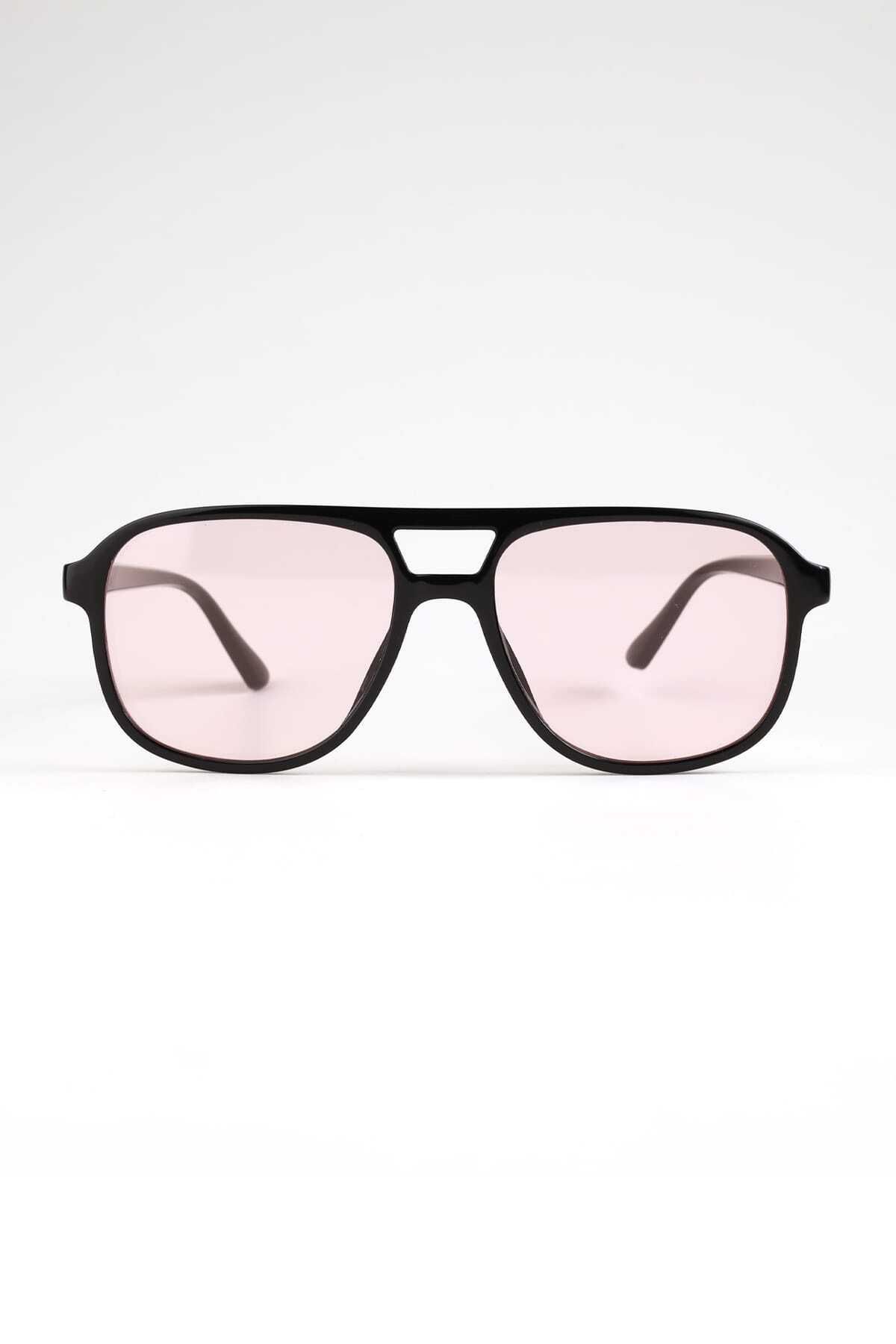 VİVAVİSS Fer 1111-60 Unisex Güneş Gözlüğü Siyah Çerçeve Pembe Cam